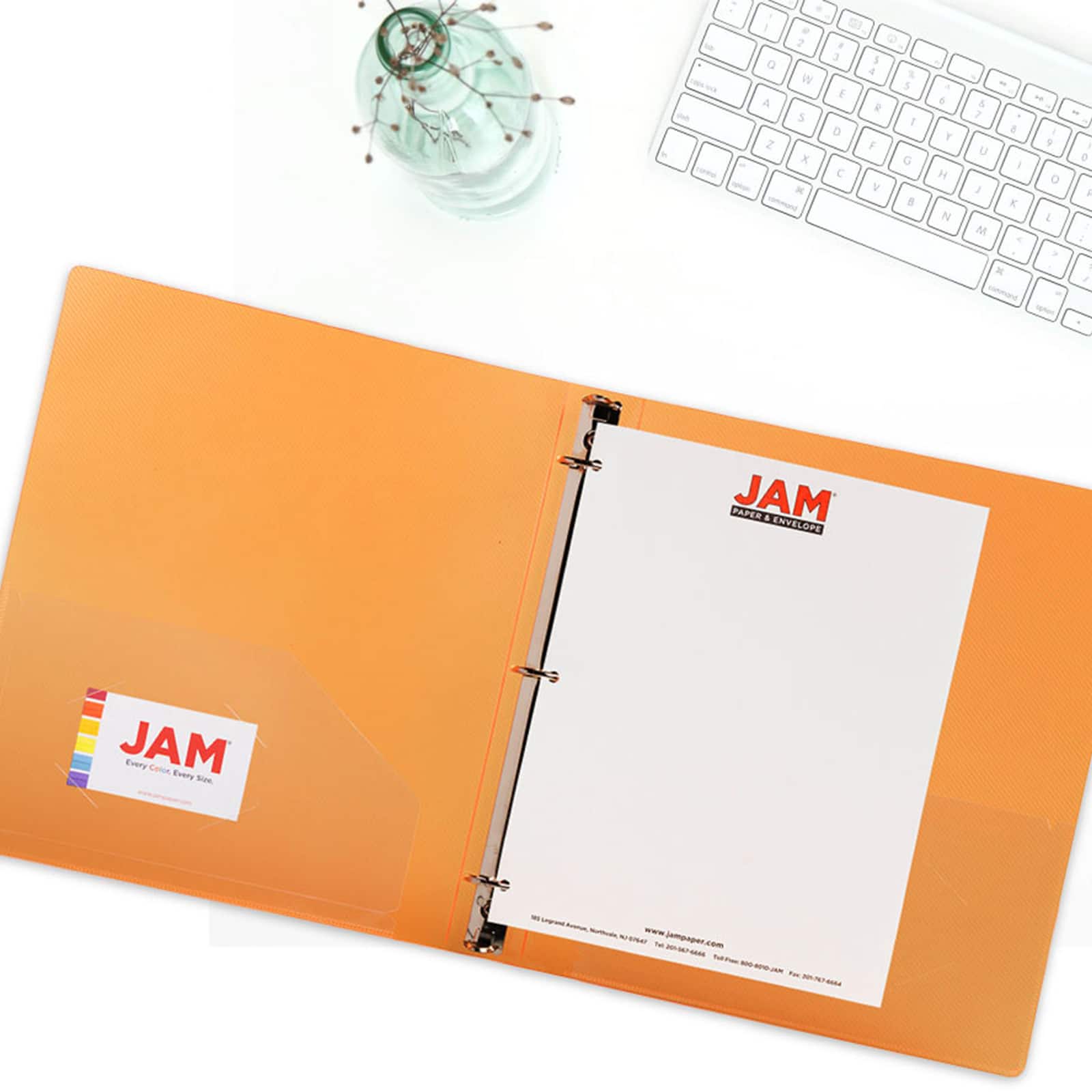 JAM Paper Designders® Plastic 1" 3 Metal Ring Binder with Inside Pocket