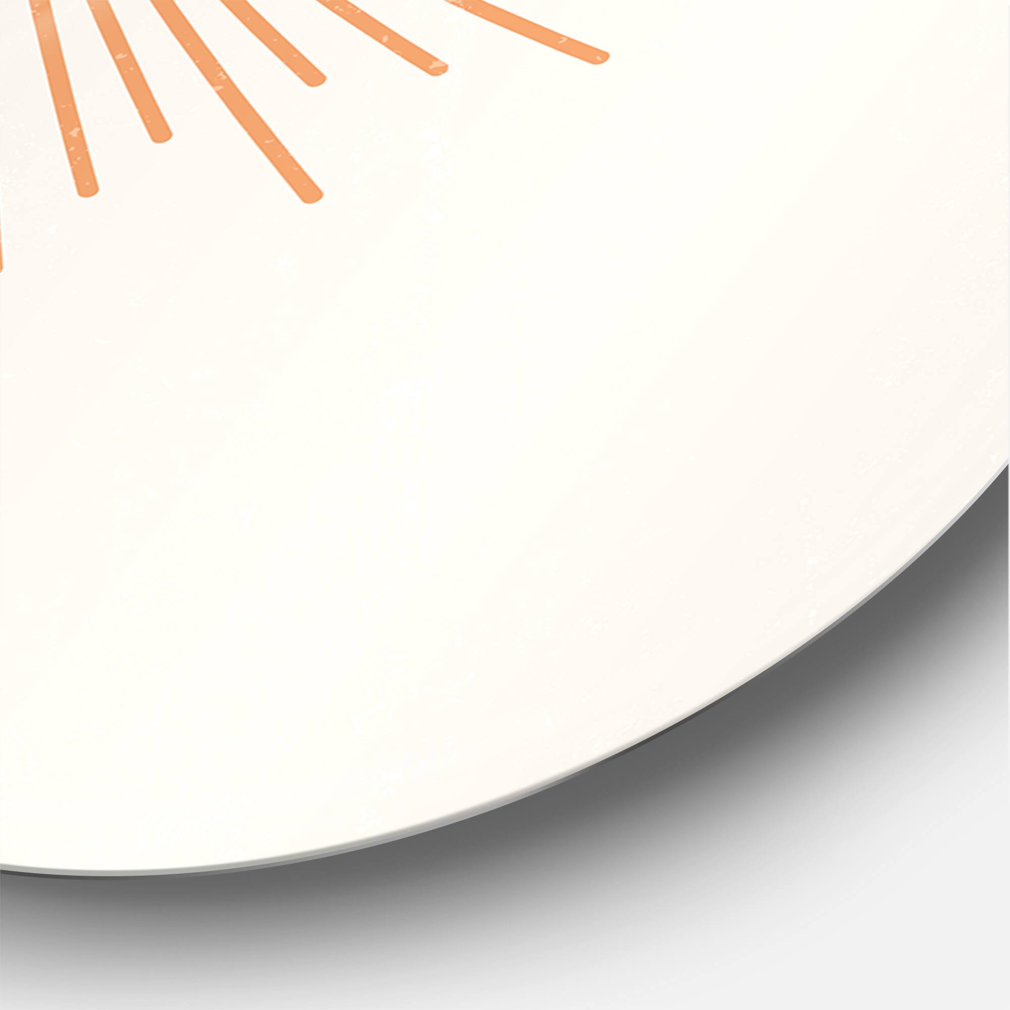 Designart - Minimalist Bright Shining Orange Sun Rays III - Modern Metal Circle Wall Art