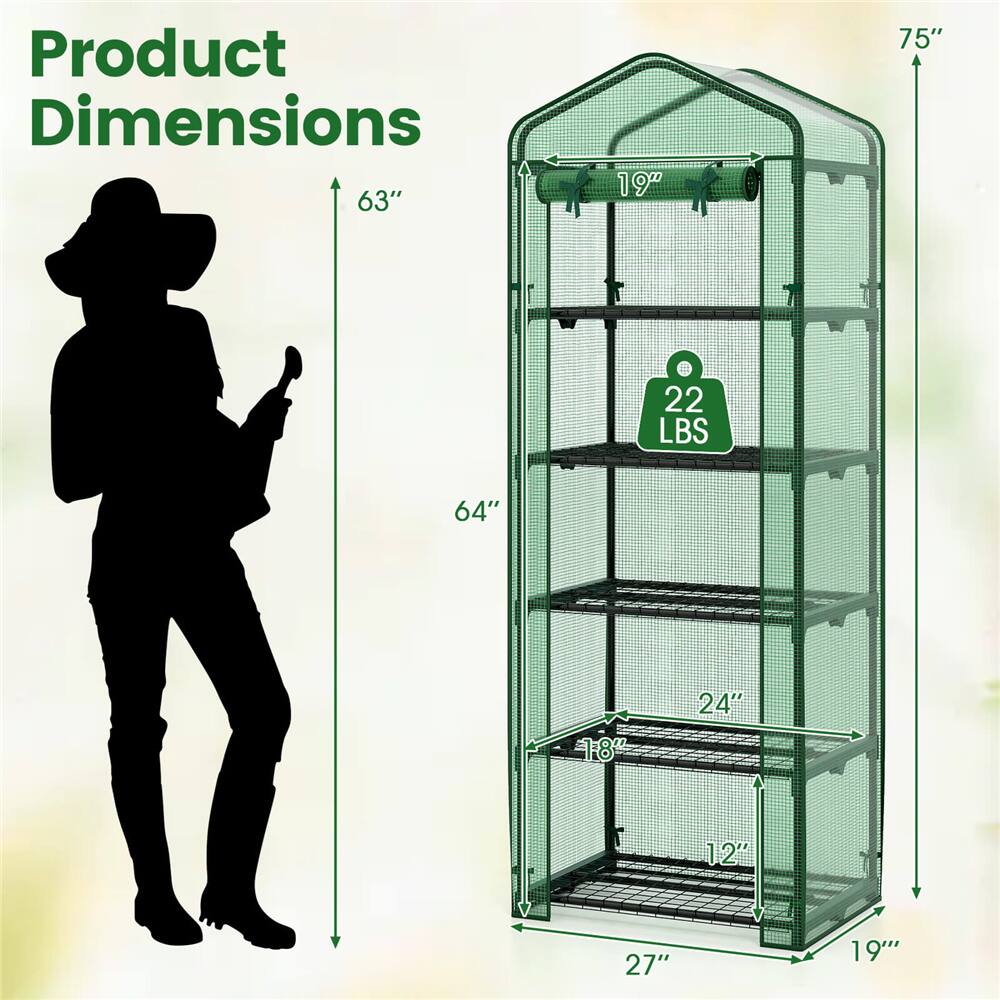 Costway 27" x 19" x 75" Mini Greenhouse with 5 Tier Shelves