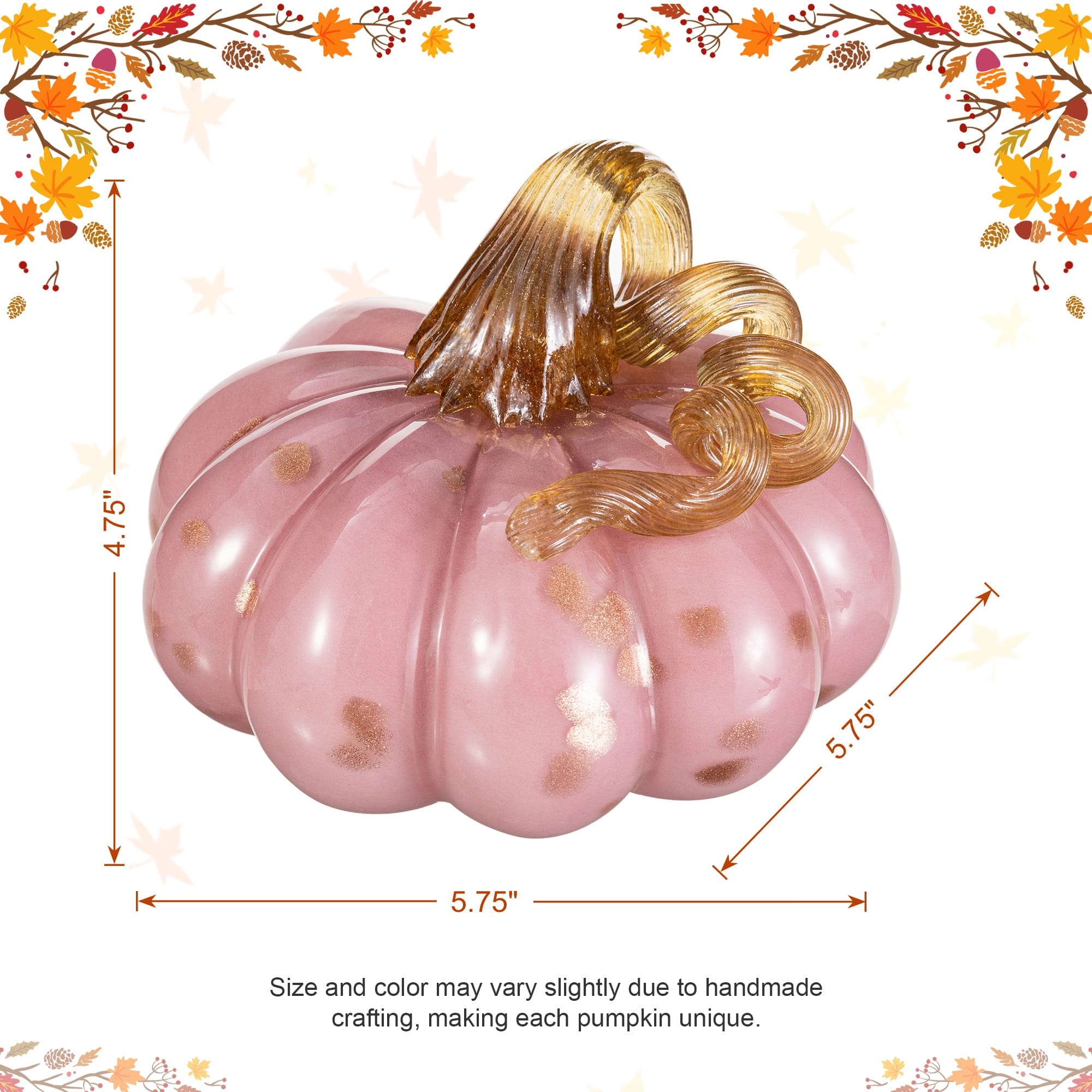Glitzhome® 5.75" Pink Glass Pumpkin Fall Table Decor