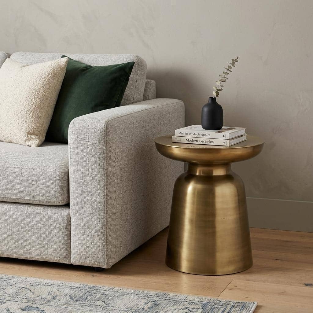 HomeRoots 19" Gold Iron Round End Table