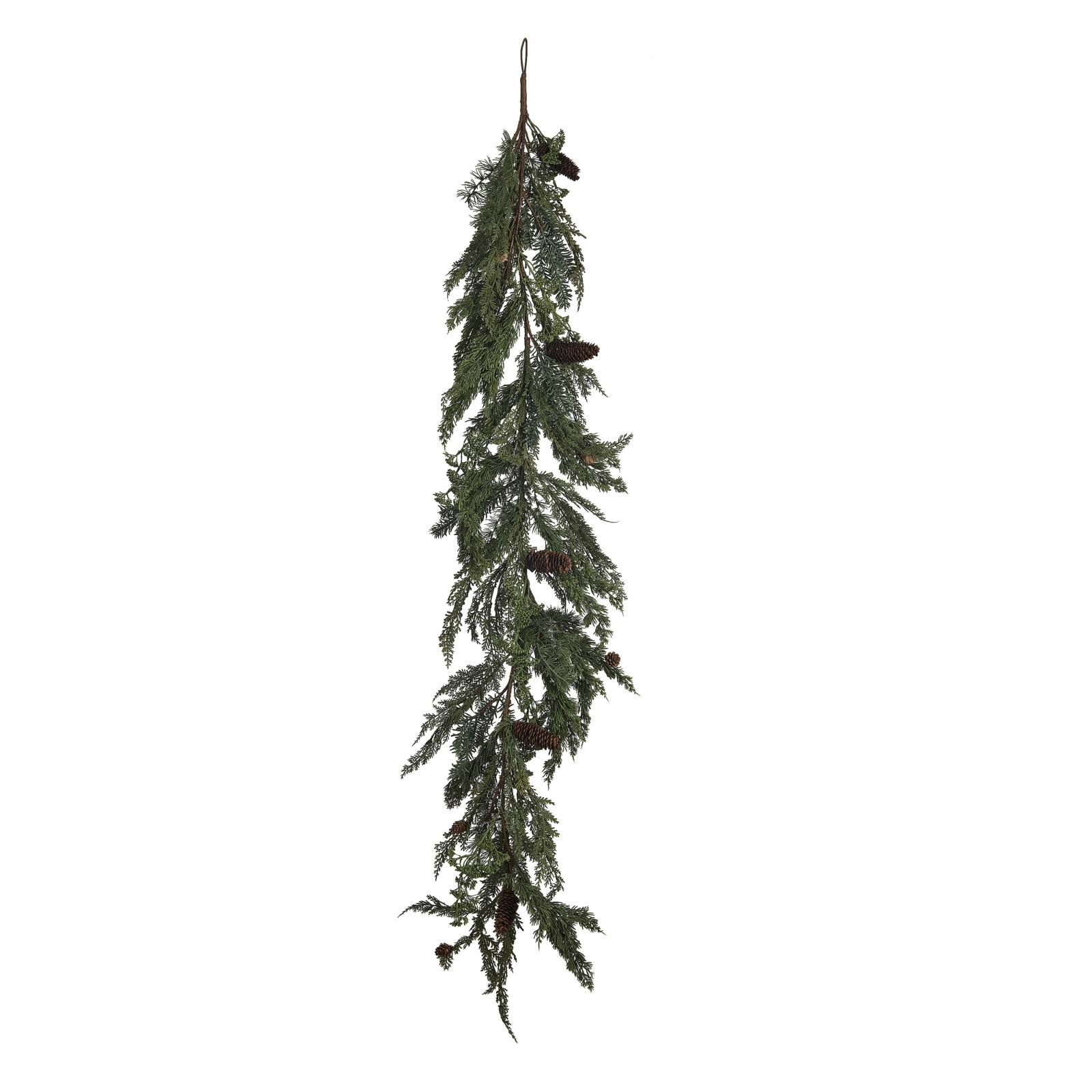 Hello Honey 6ft. Faux Spruce & Pine Garland with Natural Pinecones