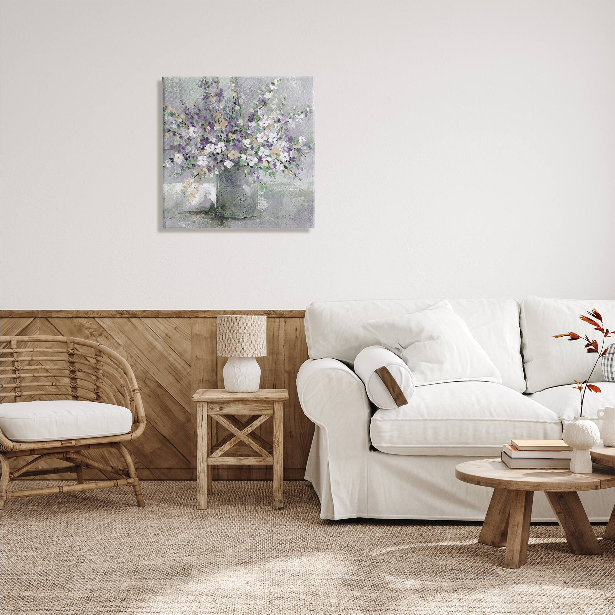 Stupell Industries Blossoming Aster Flower Bouquet Soft Purple Canvas Wall Art