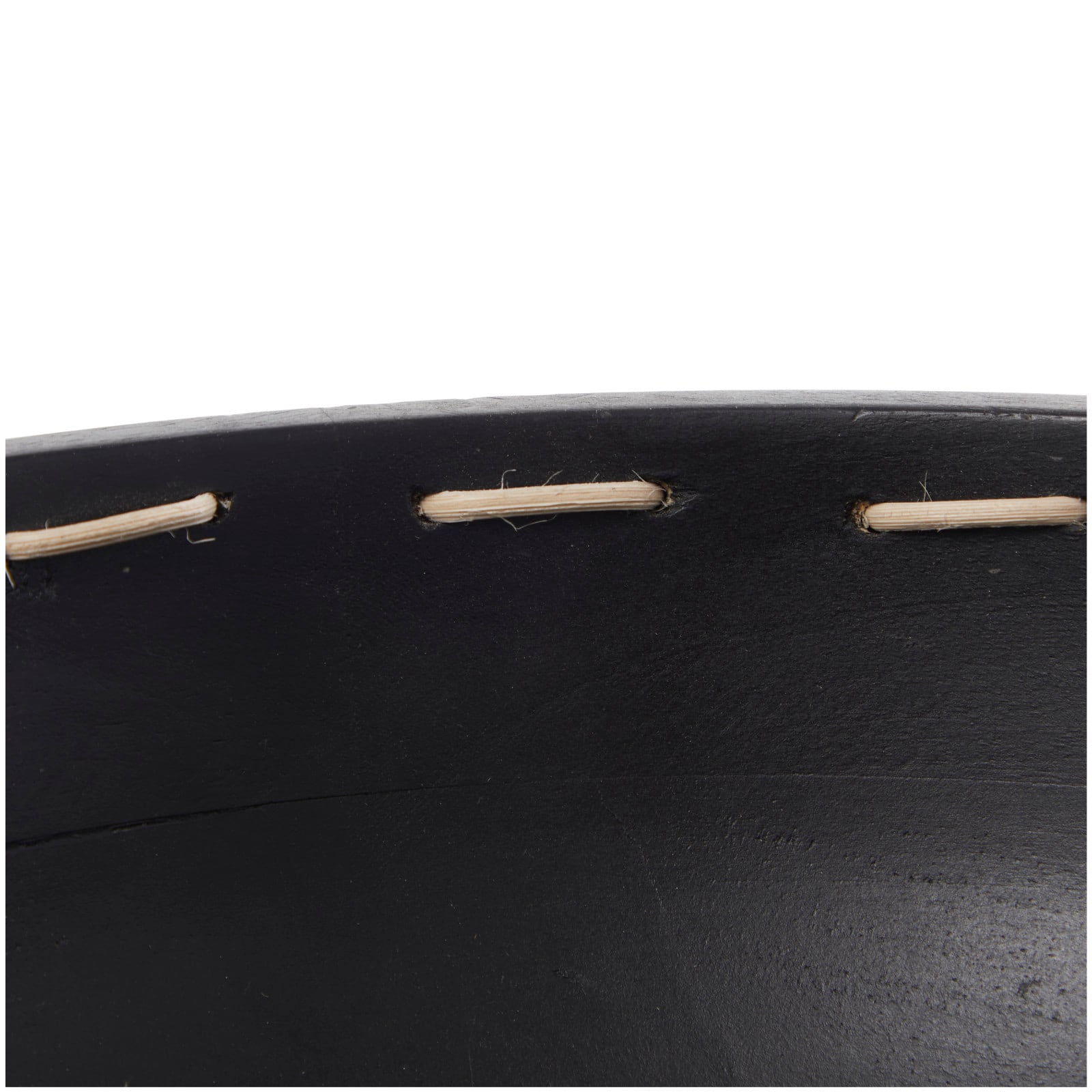 12" Black Mango Wood Handmade Decorative Bowl with Woven Rope Accents