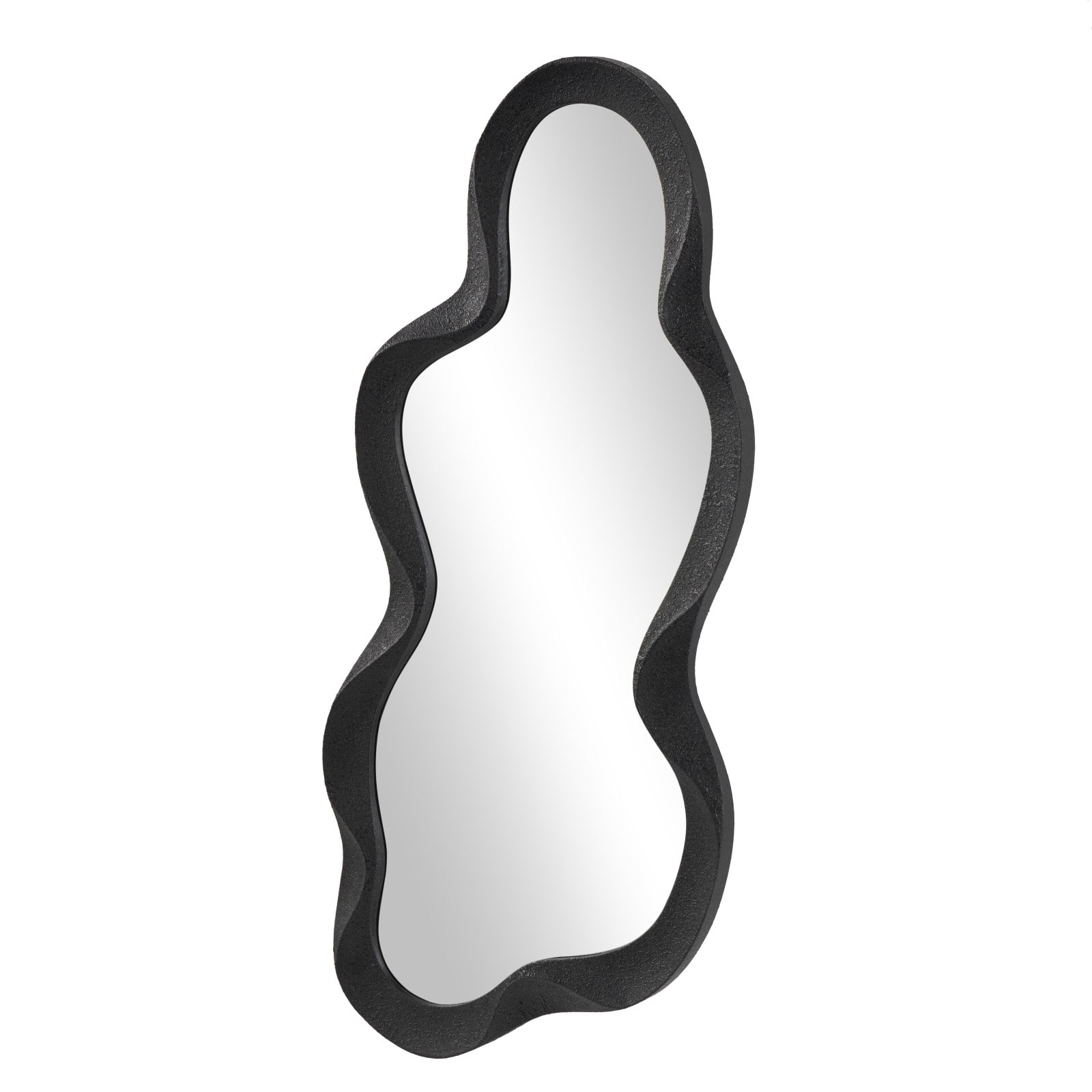 18" x 39" Wood Wavy Room Wall Mirror with Dimensional Frame