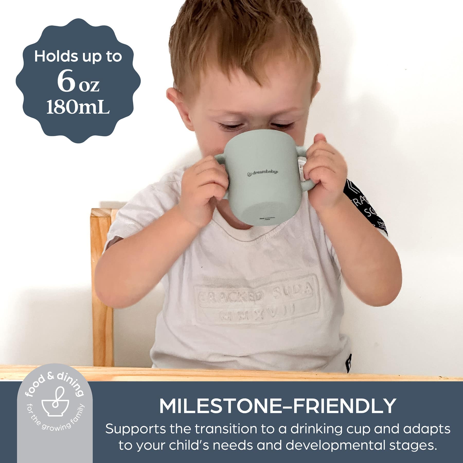 Dreambaby® Silicone No-Spill Drink and Snack Cup, Seafoam Green