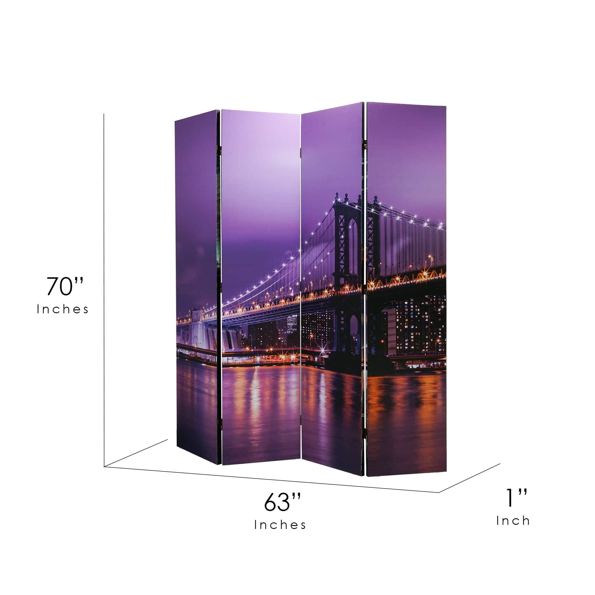 American Art Decor™ 6ft. Double-Sided 4-Panel Brooklyn Bridge Canvas Portable Privacy Screen