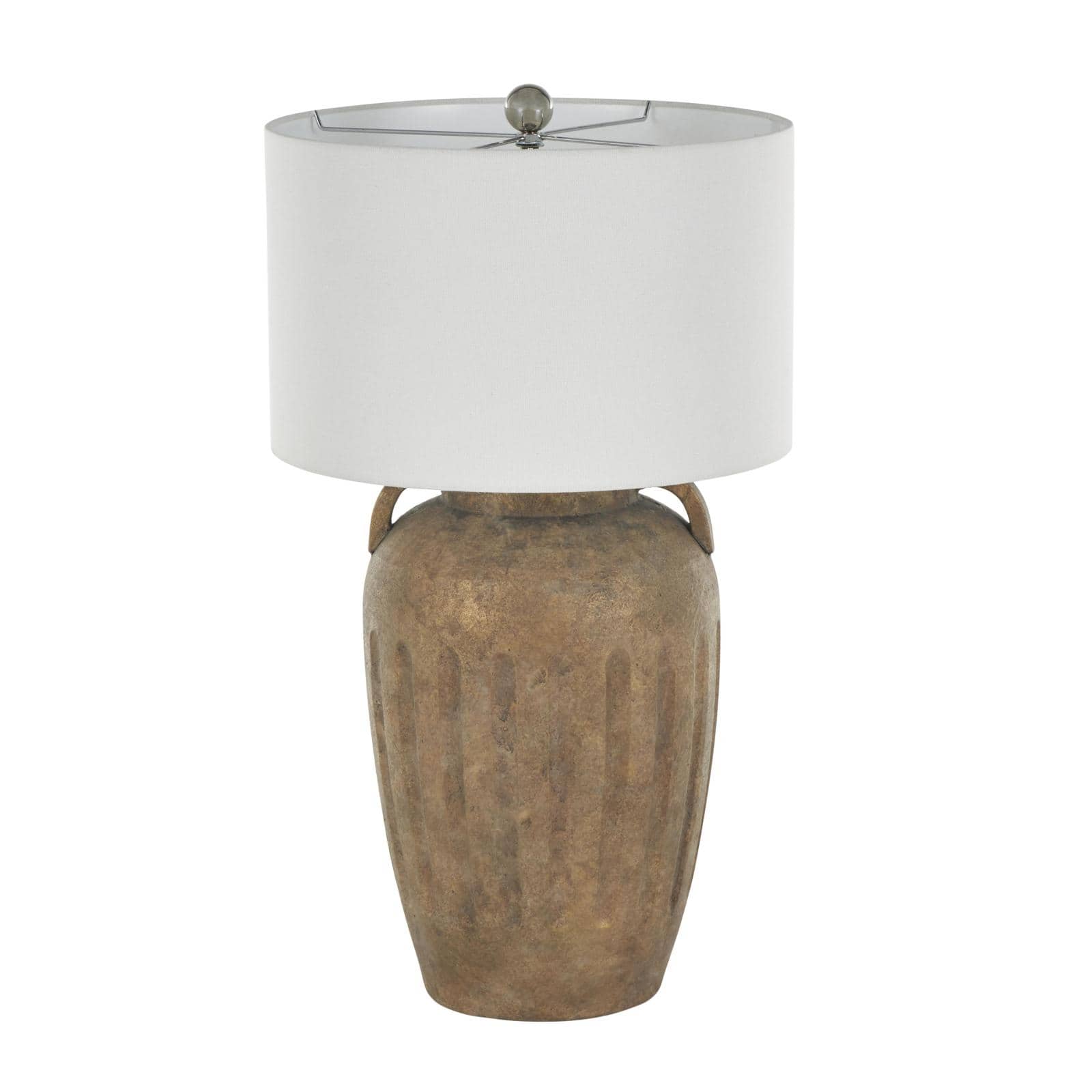 28.5" Brown Ceramic Distressed Antique Style Pot Vase Table Lamp