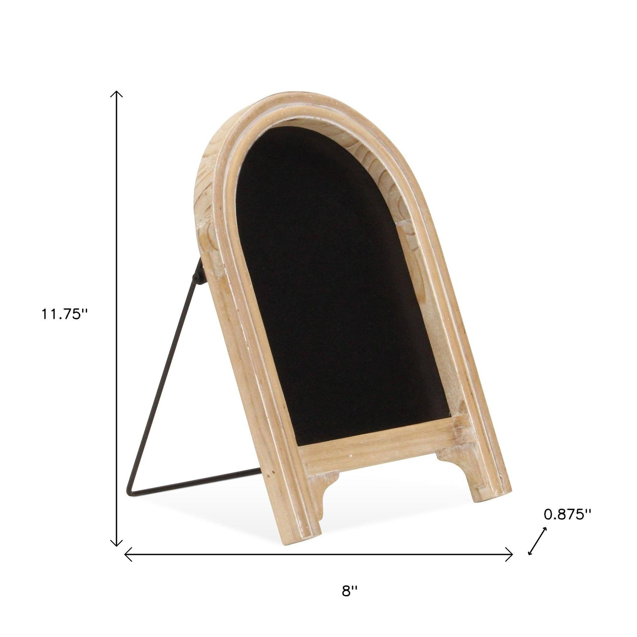 HomeRoots 11.75" Brown & Black Natural Wood Tabletop Easel Chalk Board