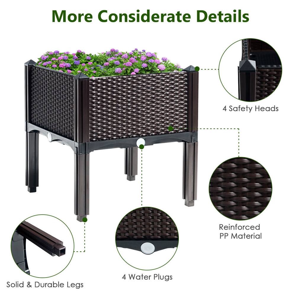 Costway 16" x 17.5" Black & Brown Raised Garden Planter Boxes, 4ct.