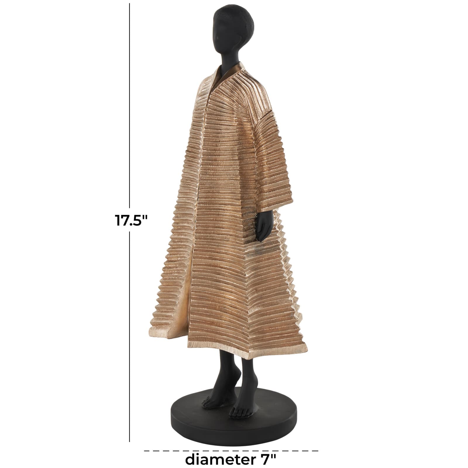 17.5" Black Decorative Sculpture with Ivory Attire