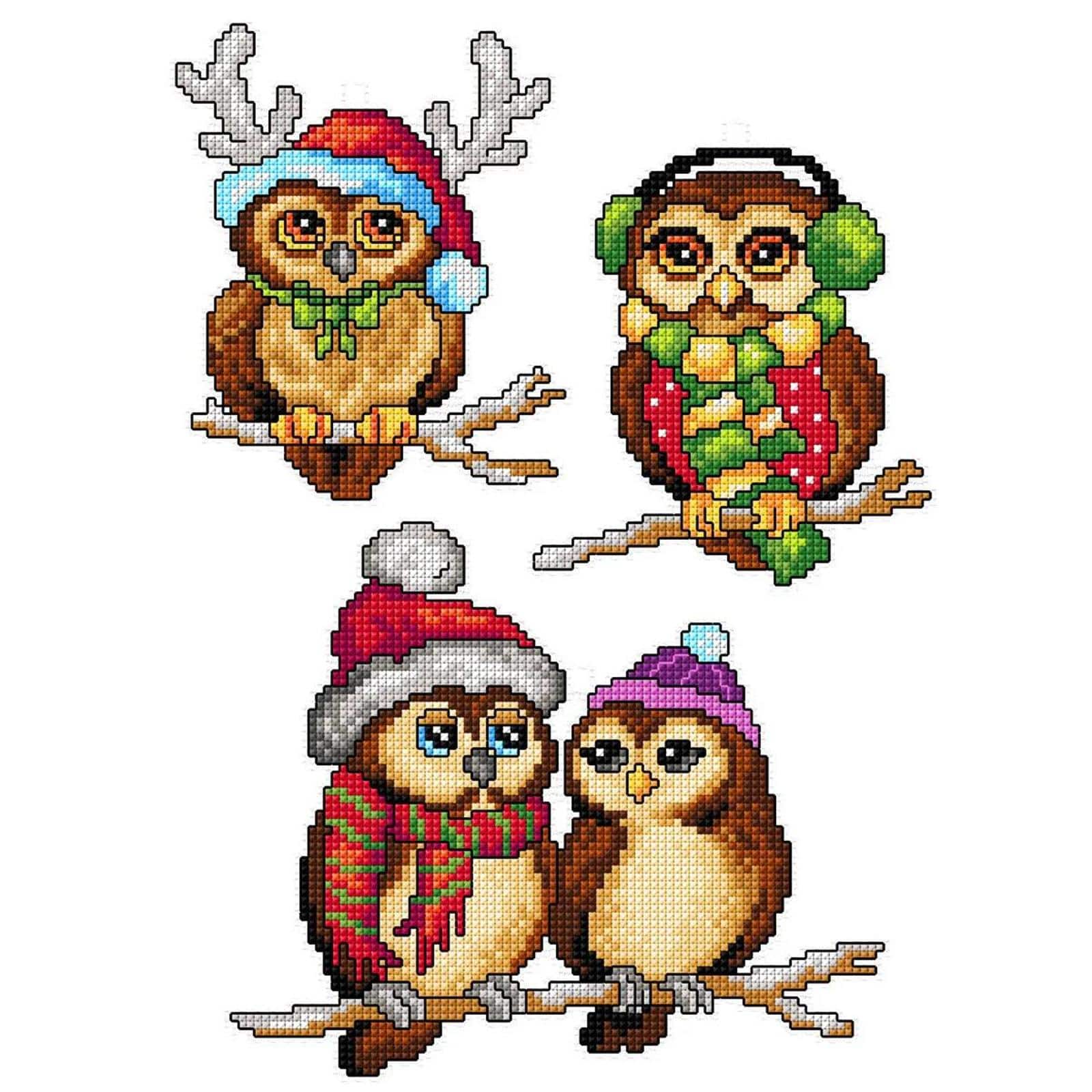 Crafting Spark Christmas Owls Counted Cross Stitch Kit