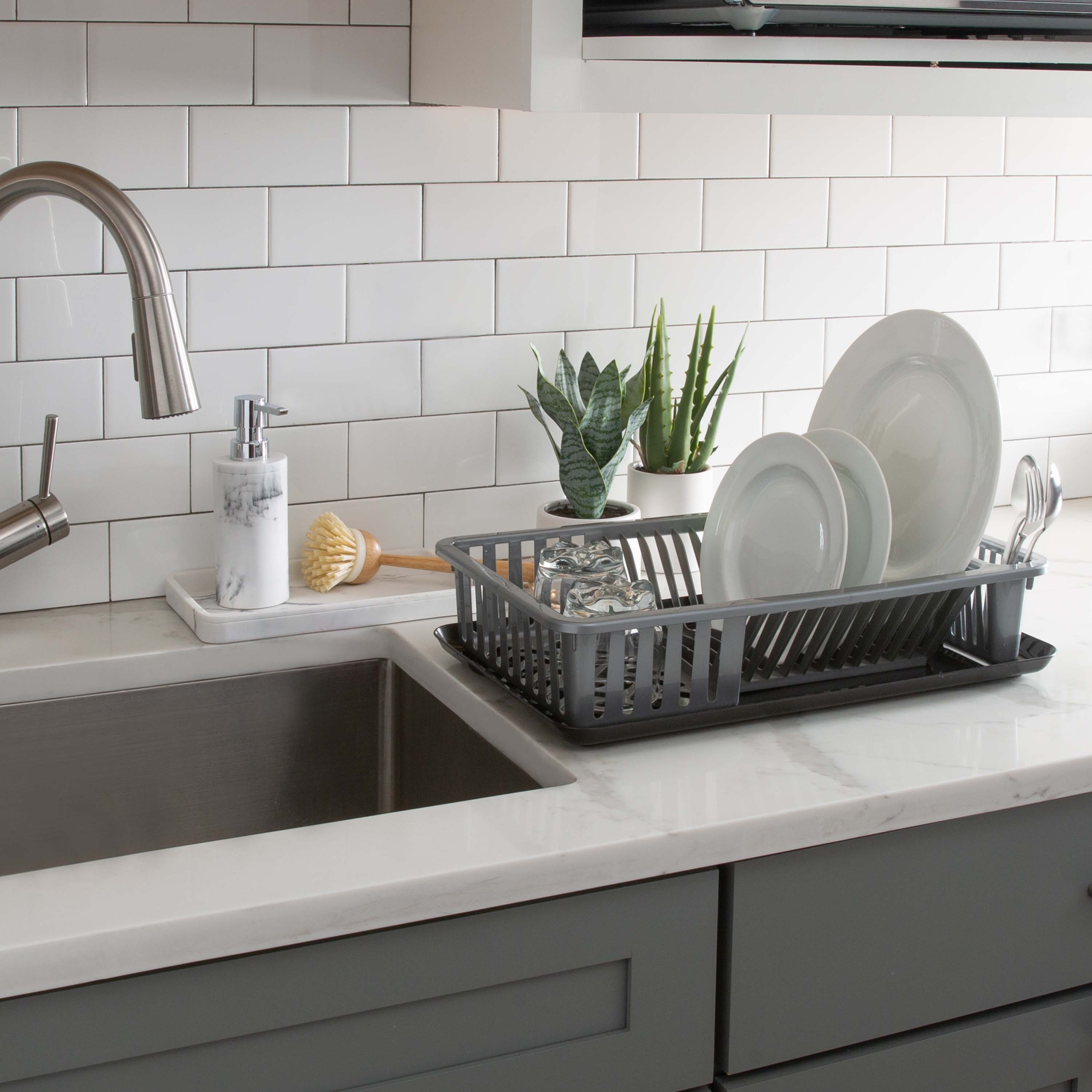 Kitchen Details Silver Large Dish Rack with Tray
