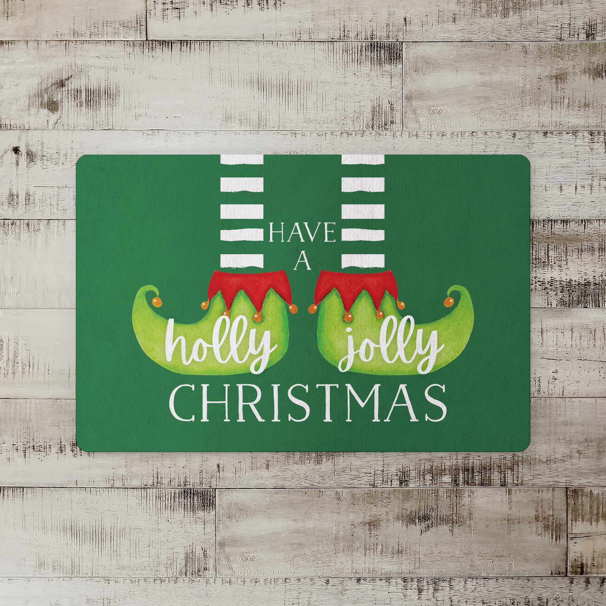 Have a Holly Jolly Christmas Elf Floor Mat