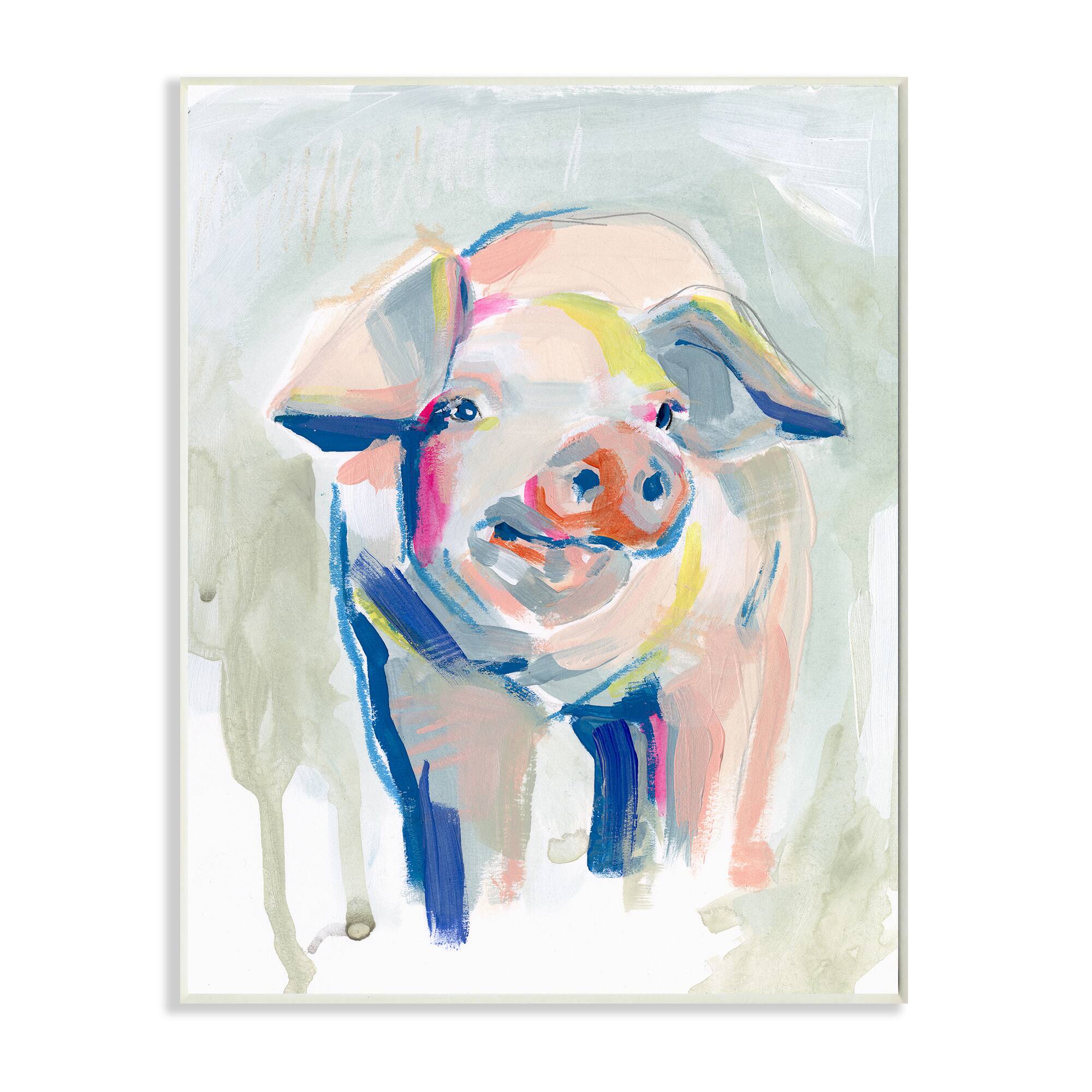 Stupell Industries Colorful Pig Farm Animal Painting Wall Plaque
