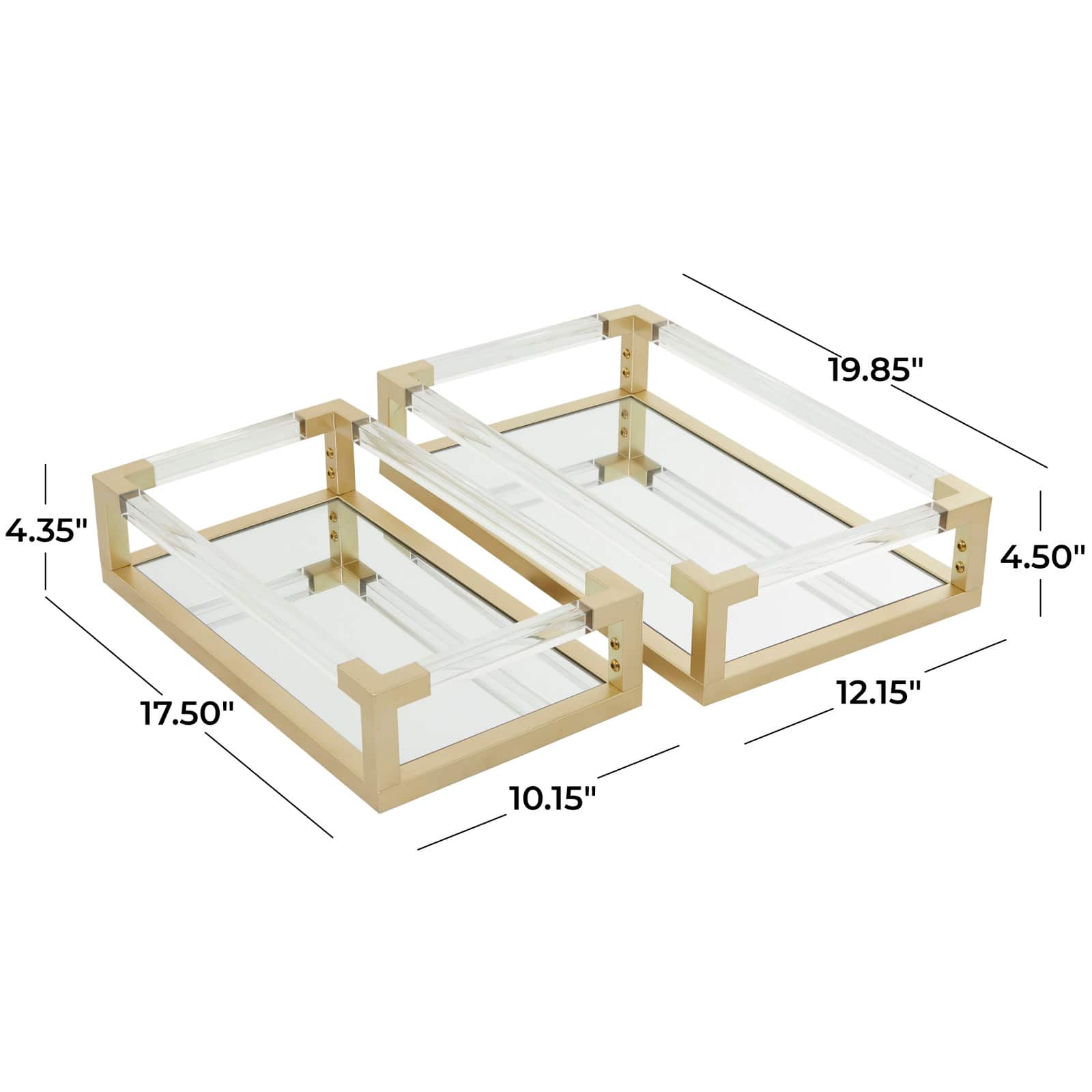 CosmoLiving by Cosmopolitan Gold Metal Mirrored Tray Set