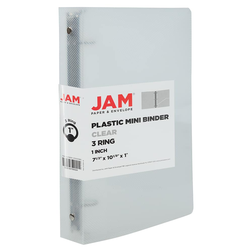 JAM Paper 1" Clear Plastic Mini 3-Ring Binder