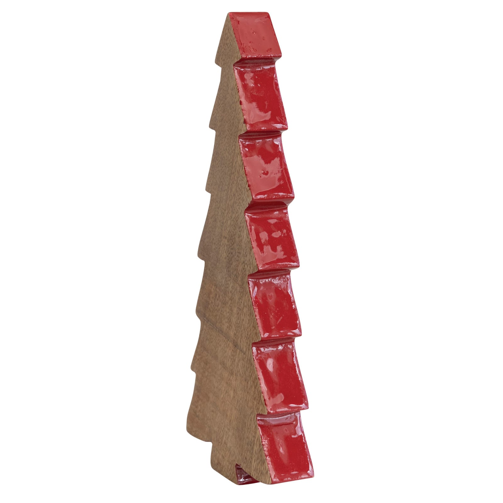 Hello Honey® Mango Wood Christmas Tree with Red Enameled Edge