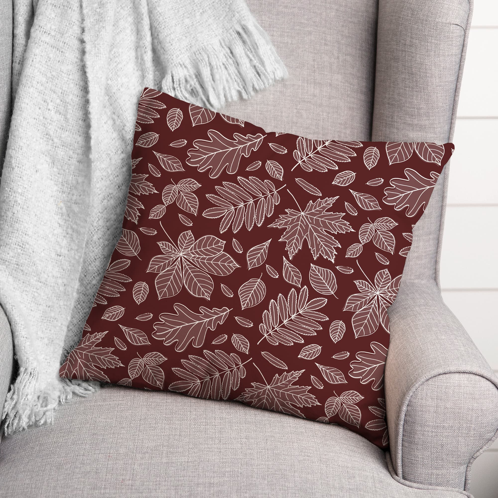 18" x 18" Leaf Mixture Indoor/Outdoor Throw Pillow