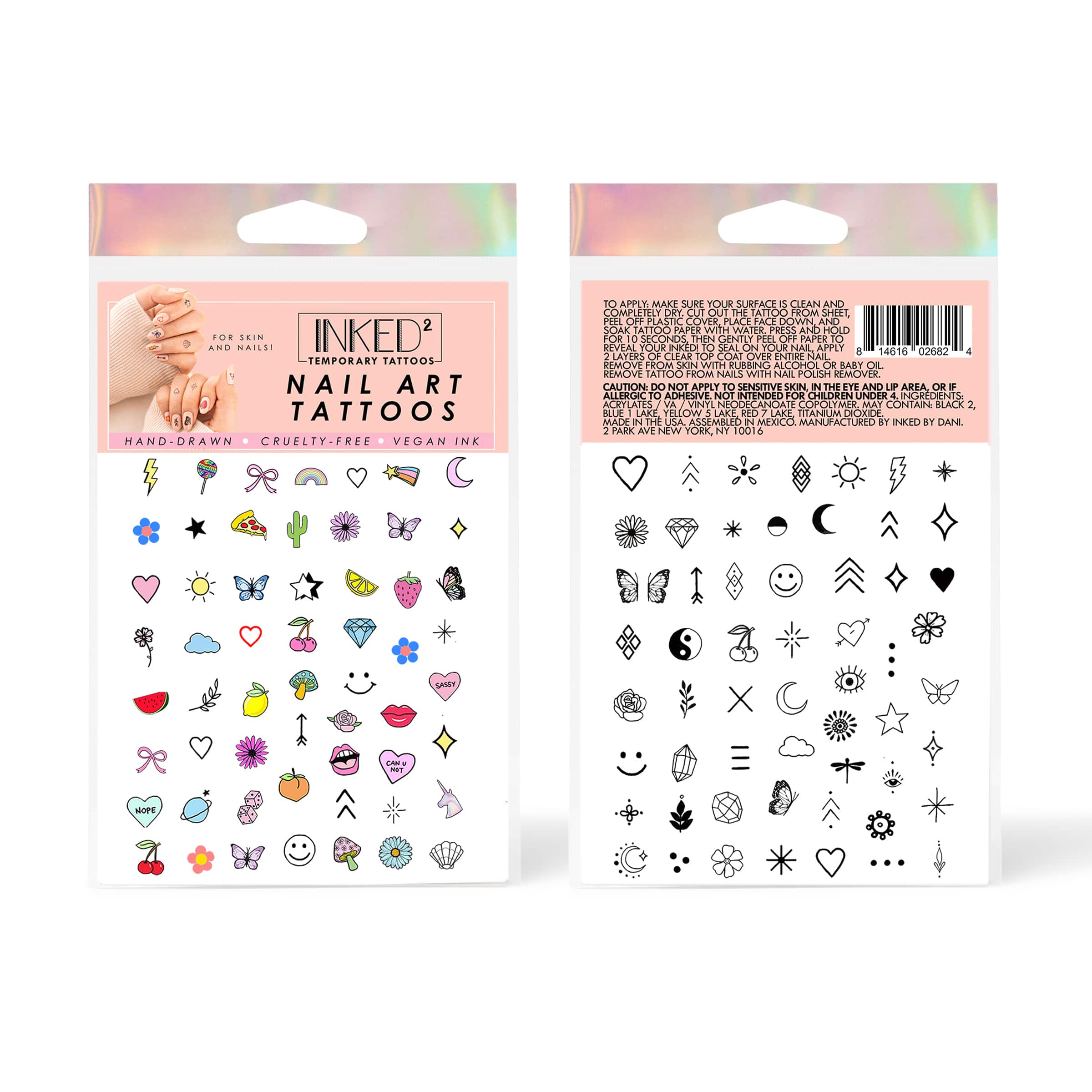 Inked2 Tiny Tats Hand Drawn Temporary Nail Art Tattoos
