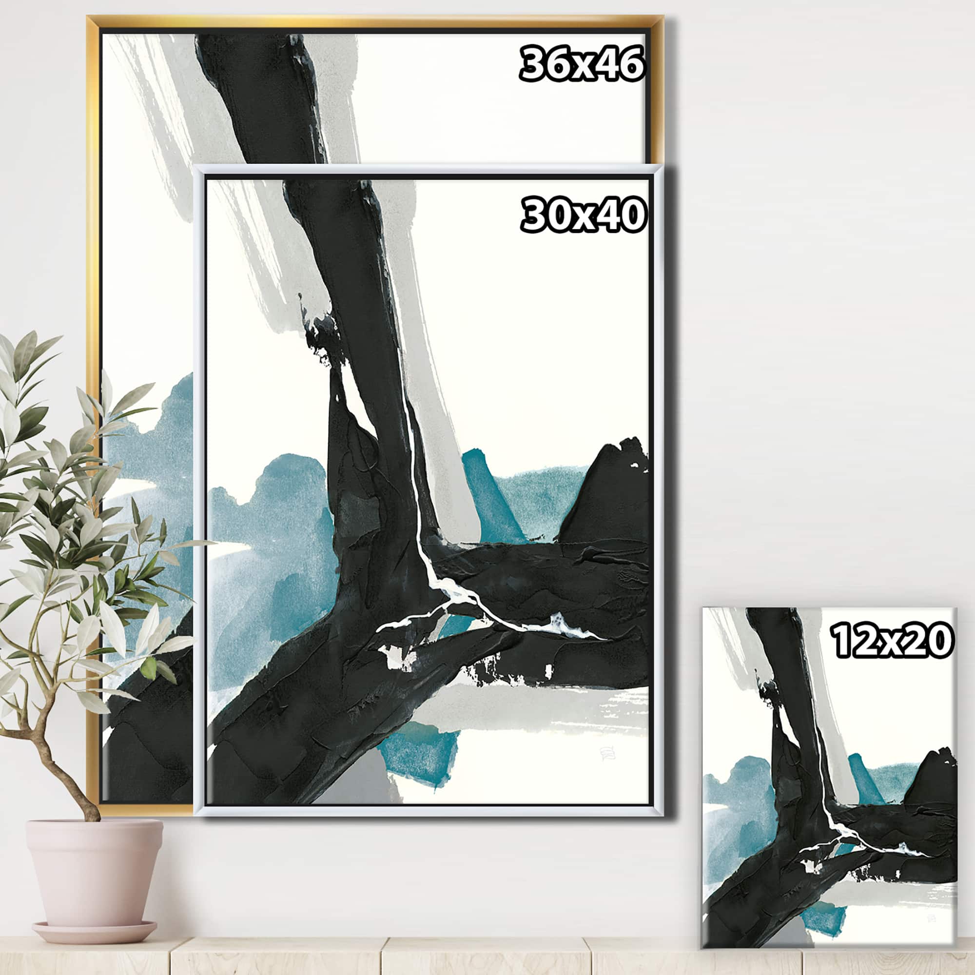 Designart - Geometric Black and Teal III