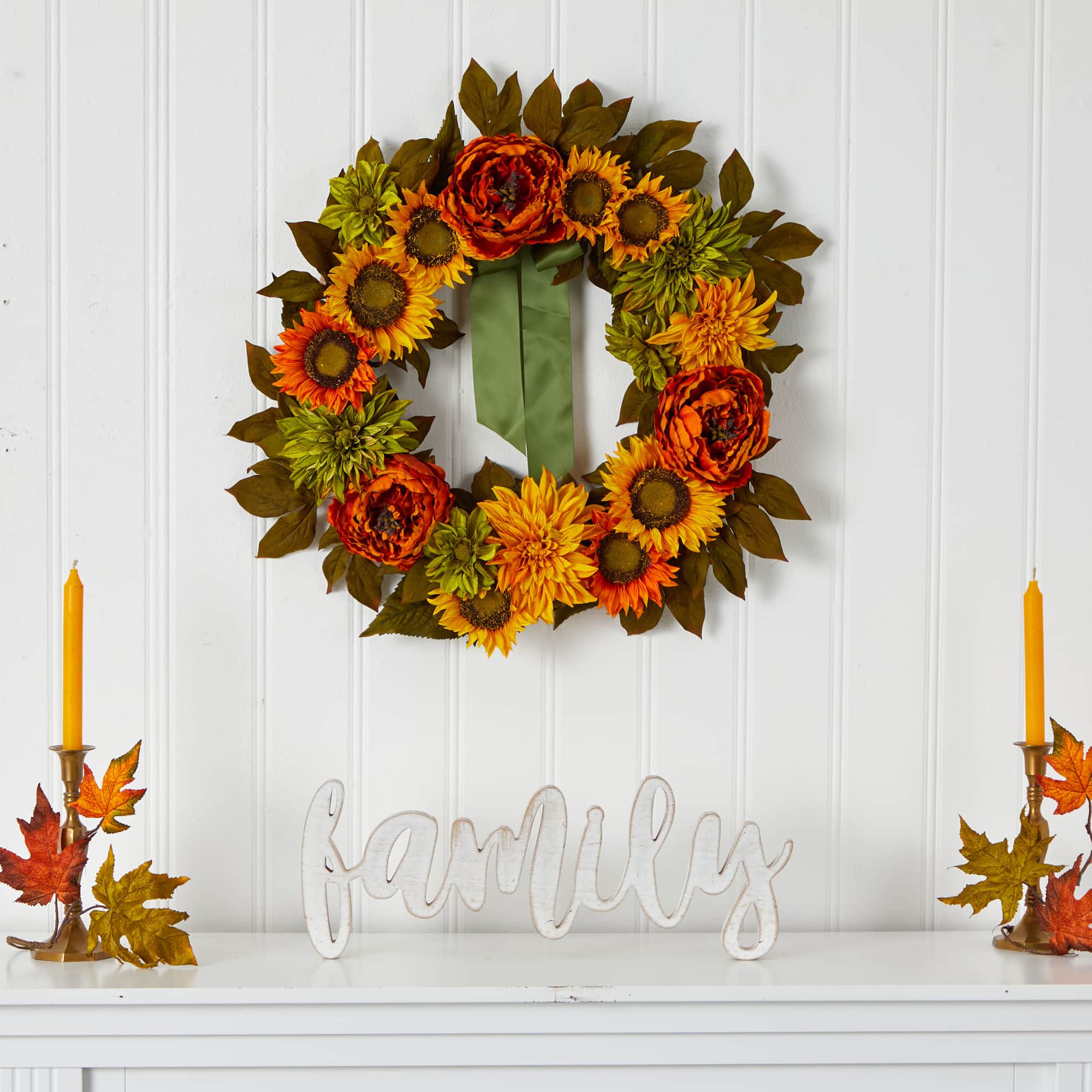 24" Peony, Dahlia & Sunflower Wreath