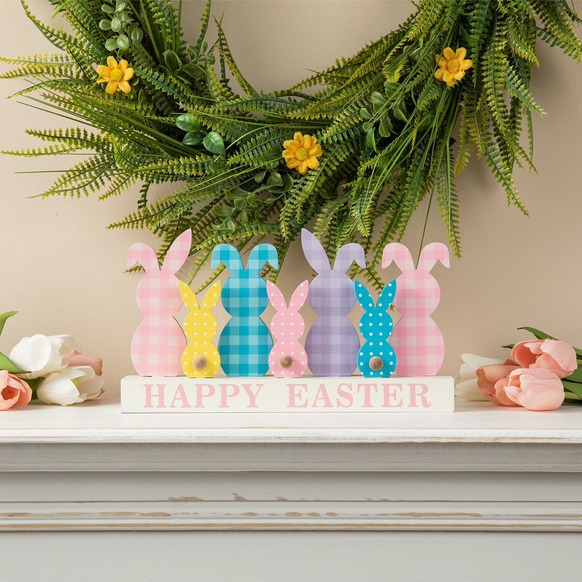 Glitzhome® 11.75" Easter Wooden Bunny Family Table Décor