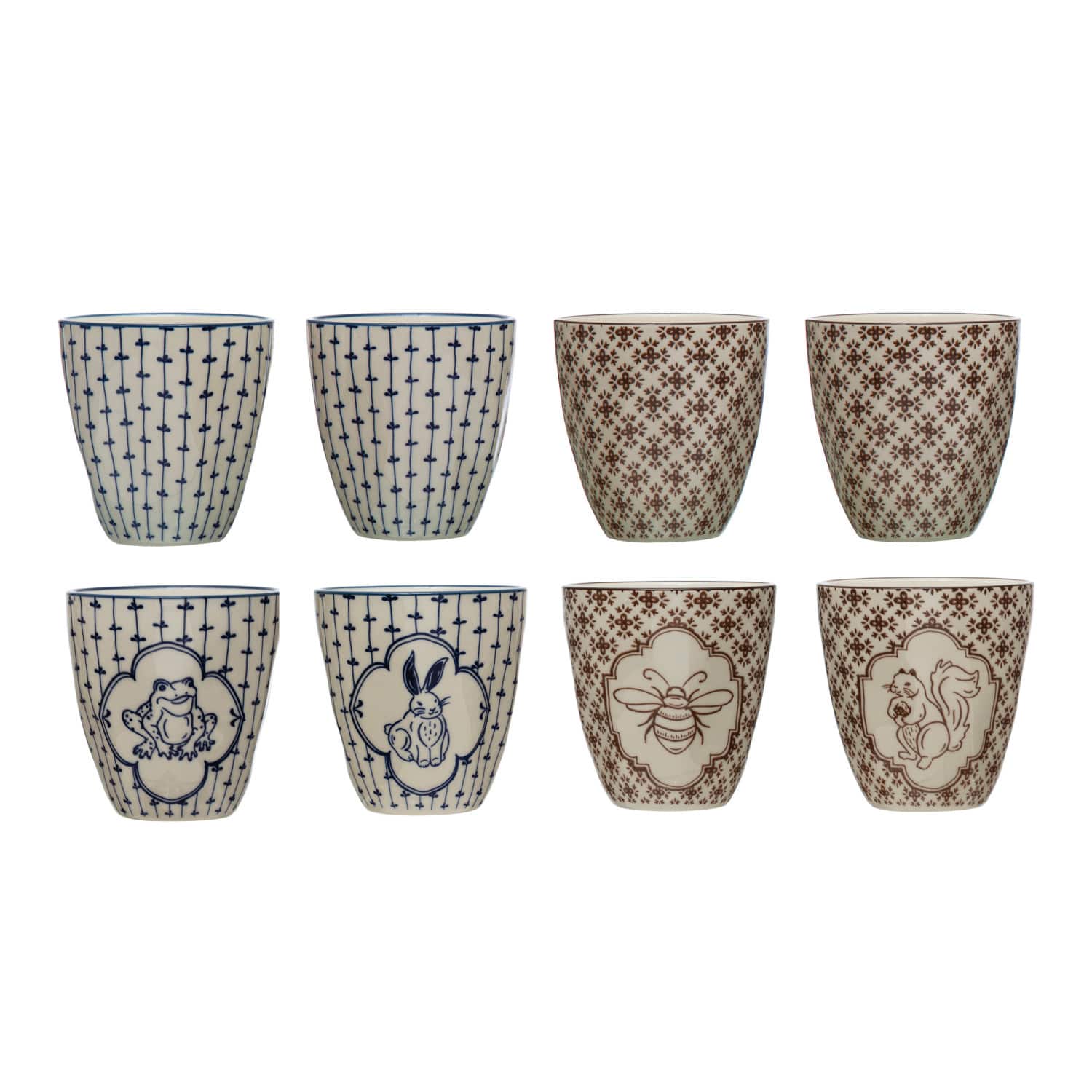 Hello Honey® 3.75" Painted Fauna Stoneware Mug Set