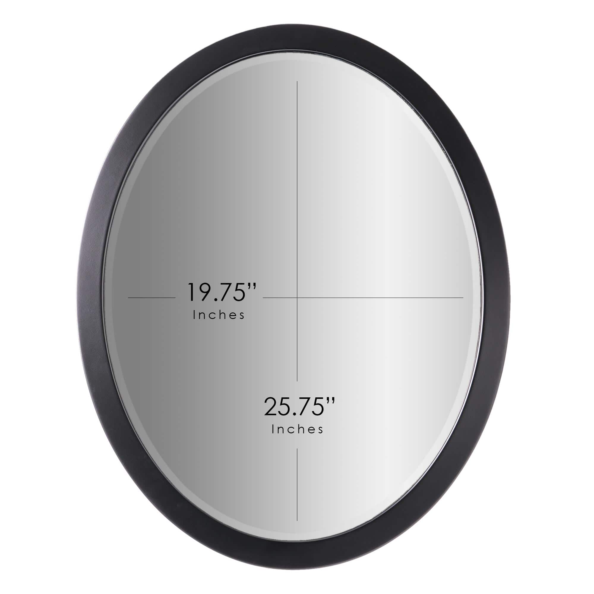 Classic Black Oval Metal Framed Beveled Vanity Wall Mirror - 23" x 29"