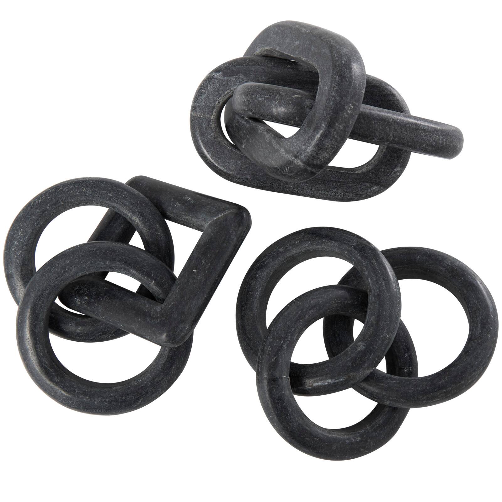 Interlocking Modern Chain Link Marble Sculpture Set
