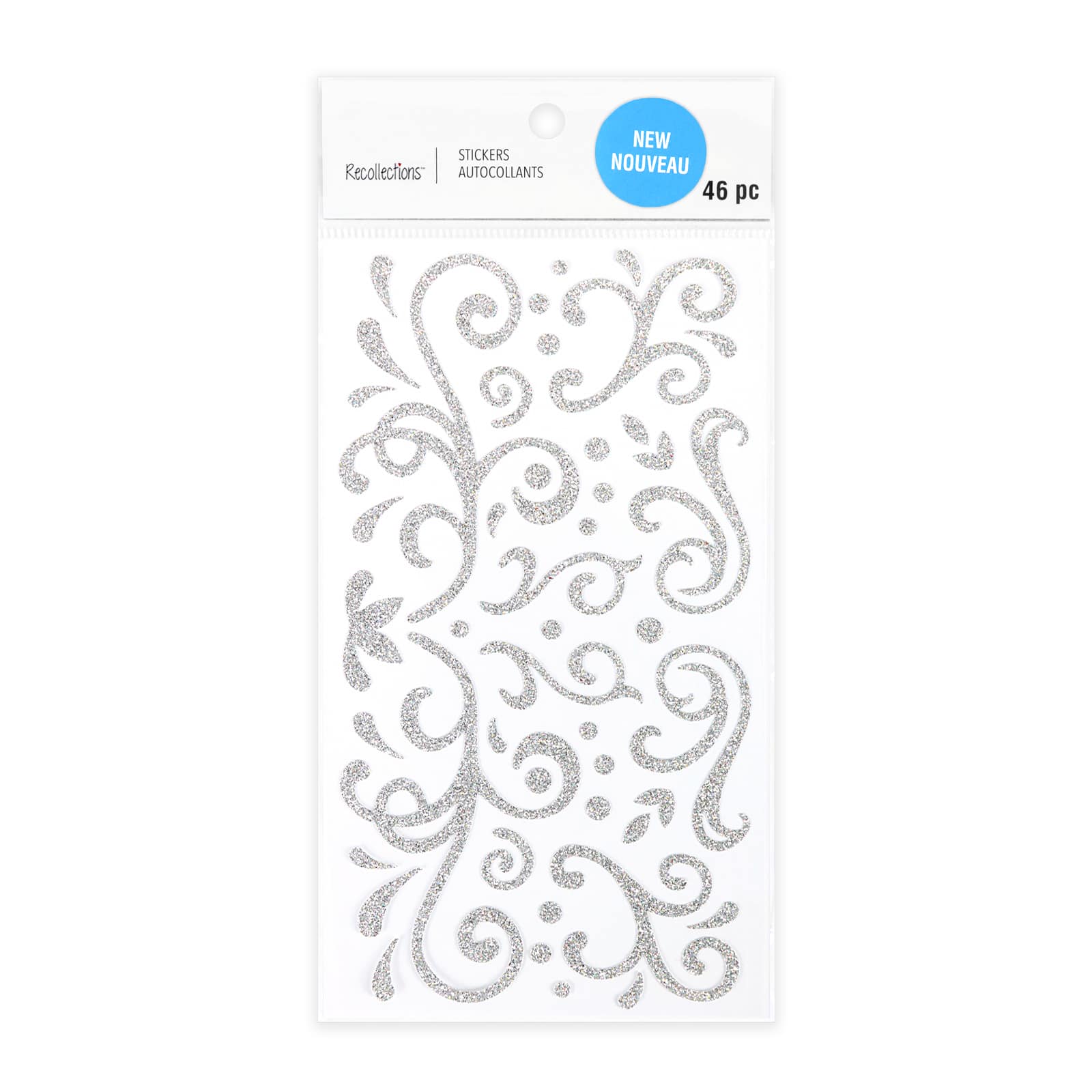 12 Pack: Silver Holographic Glitter Swirl Stickers by Recollections™