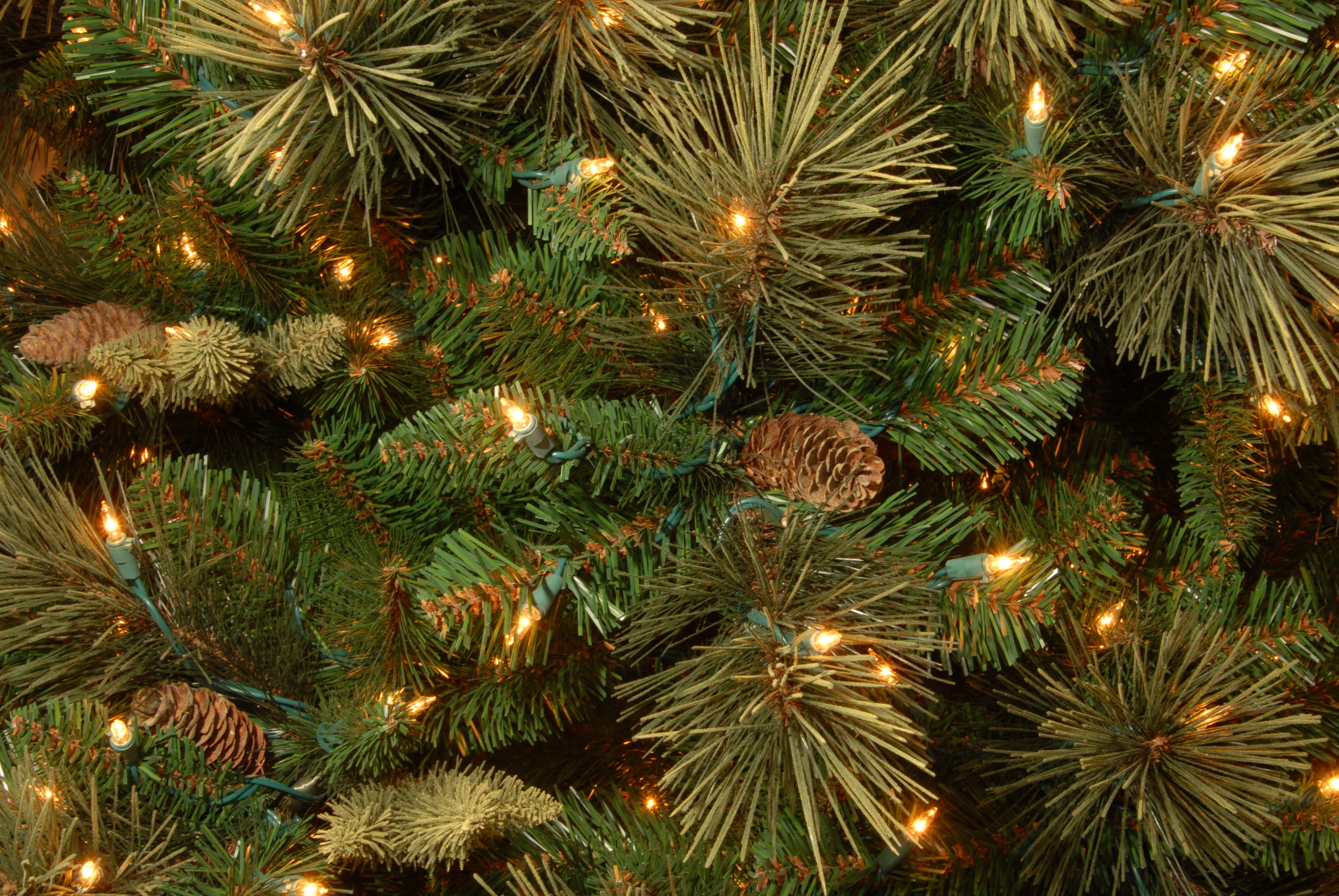 7 ft. Pre-Lit Carolina Pine Hinged Medium Artificial Christmas Tree, Clear Lights