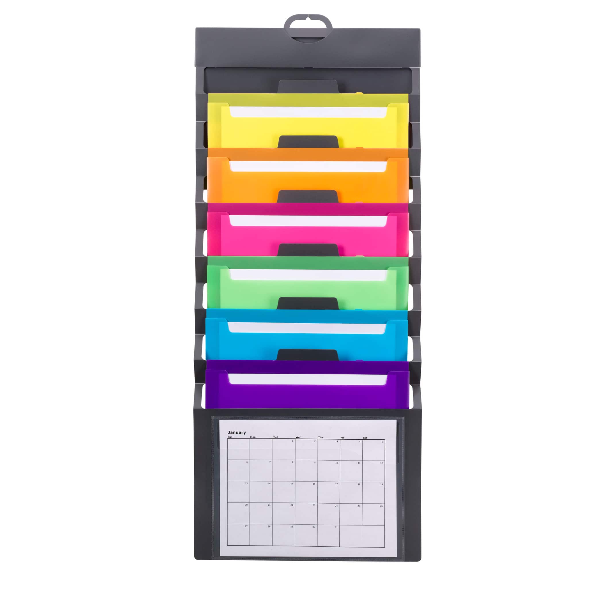 Smead® Cascading Wall Organizer, Gray with 6 Bright Pockets