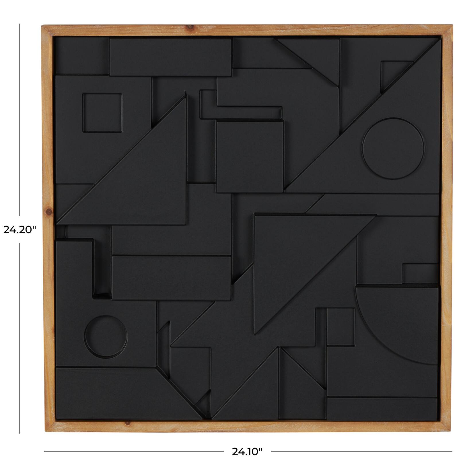 24" x 24" Black Wood Geometric Dimensional Layered Shape with Brown Frame Wall Décor