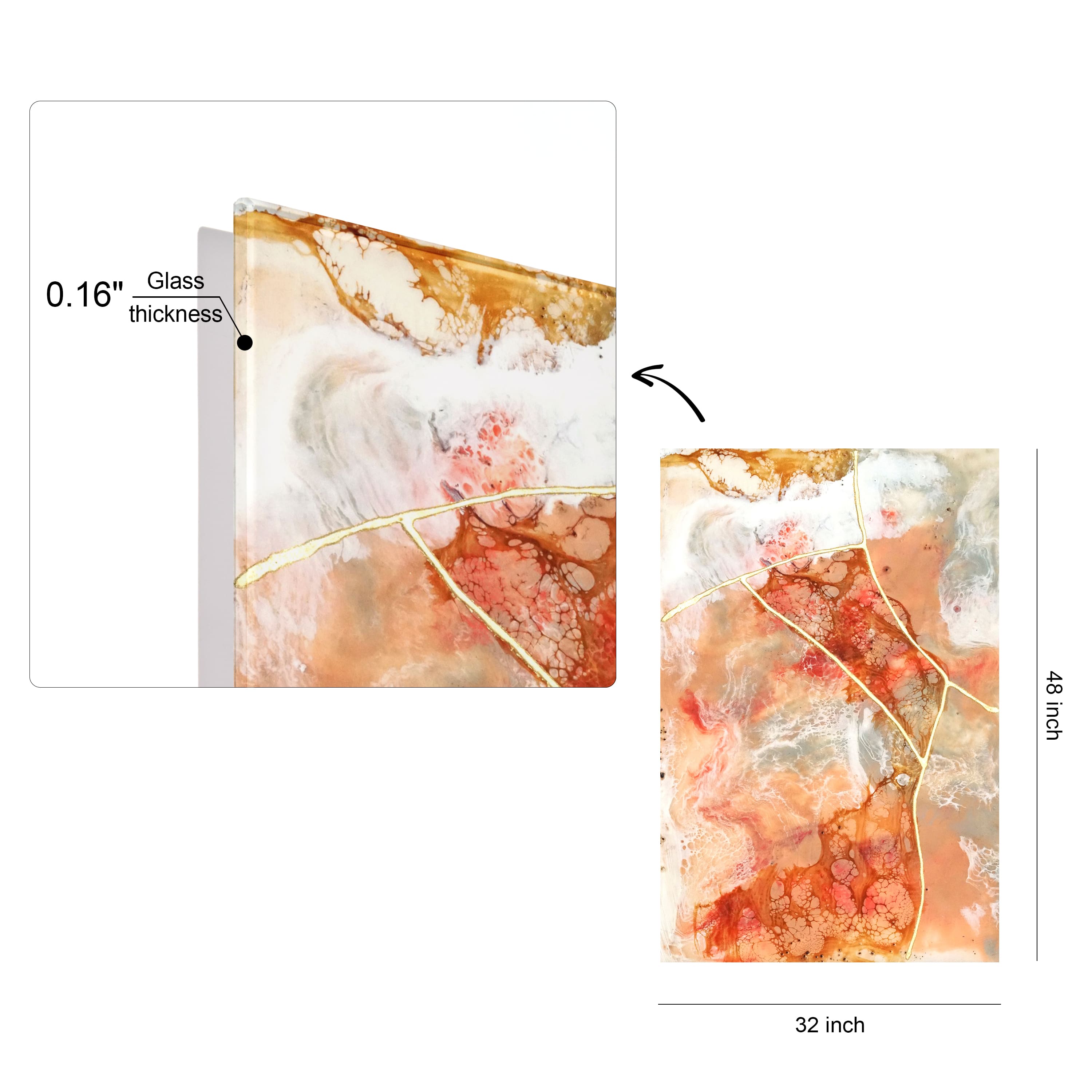Empire Art Direct 48" x 32" Coral Lace I Frameless Free Floating Printed Tempered Glass Wall Art