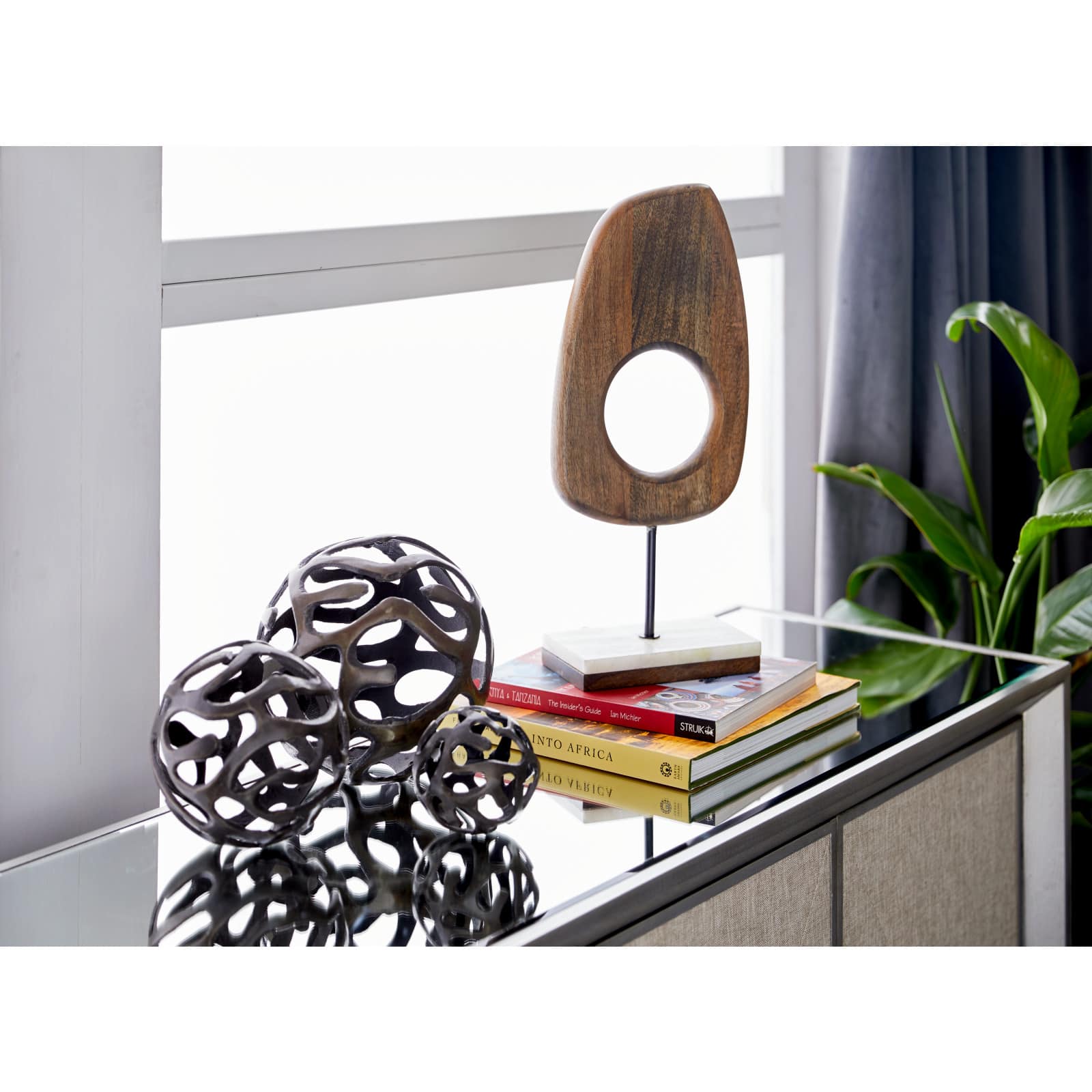18" Brown Mango Wood Modern Sculpture