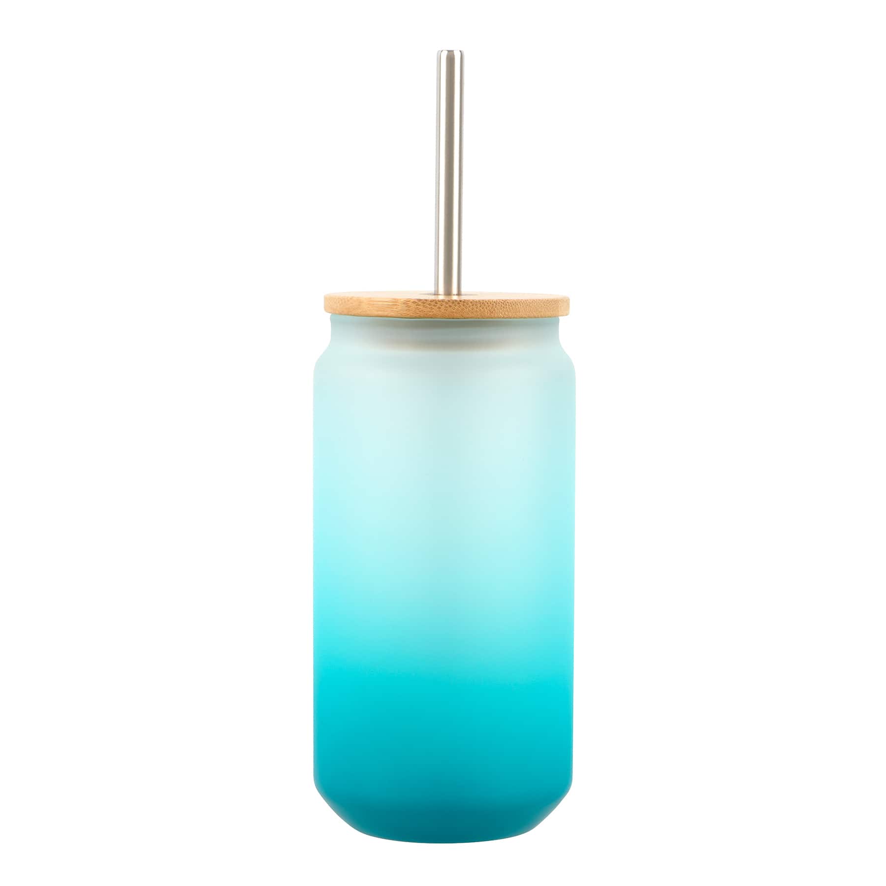 18oz. Frosted Glass Sublimation Tumbler with Bamboo Lid & Straw by Make Market®