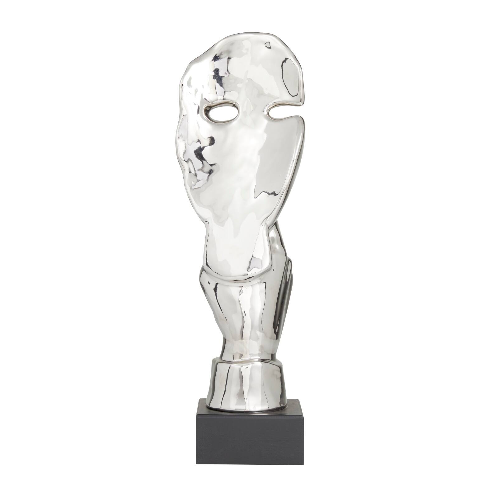 Silver Porcelain Contemporary Sculpture, 17" x 5" x 5"