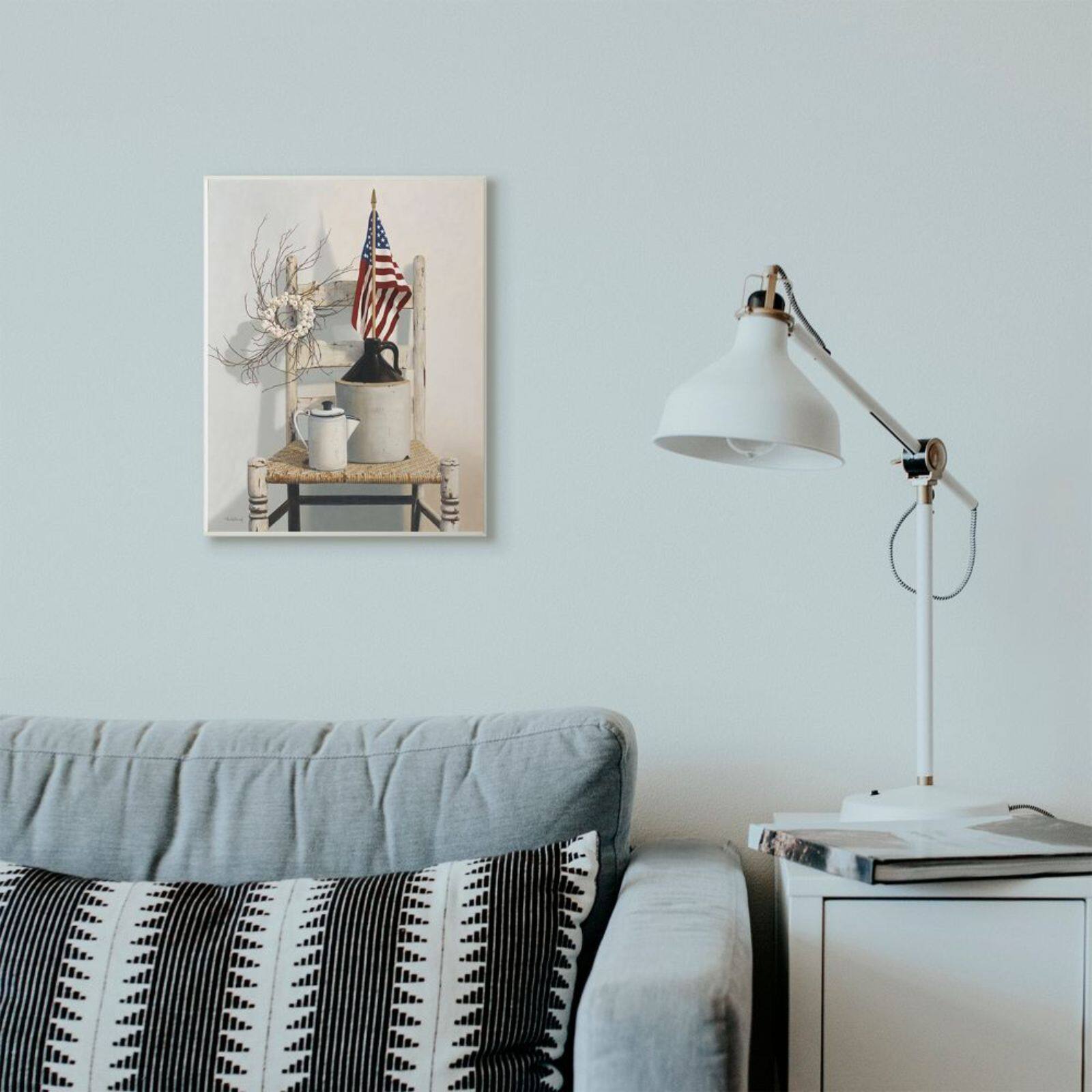 Stupell Industries American Flag Rustic Things Still Life Wall Plaque