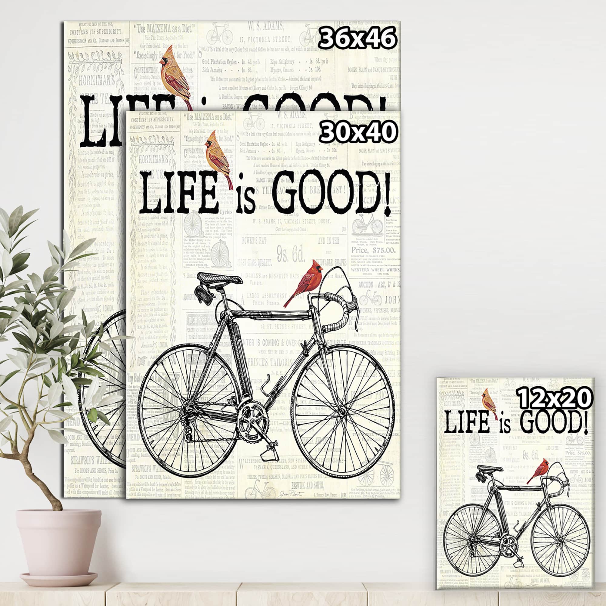Designart - Bicycle With Cardinals C
