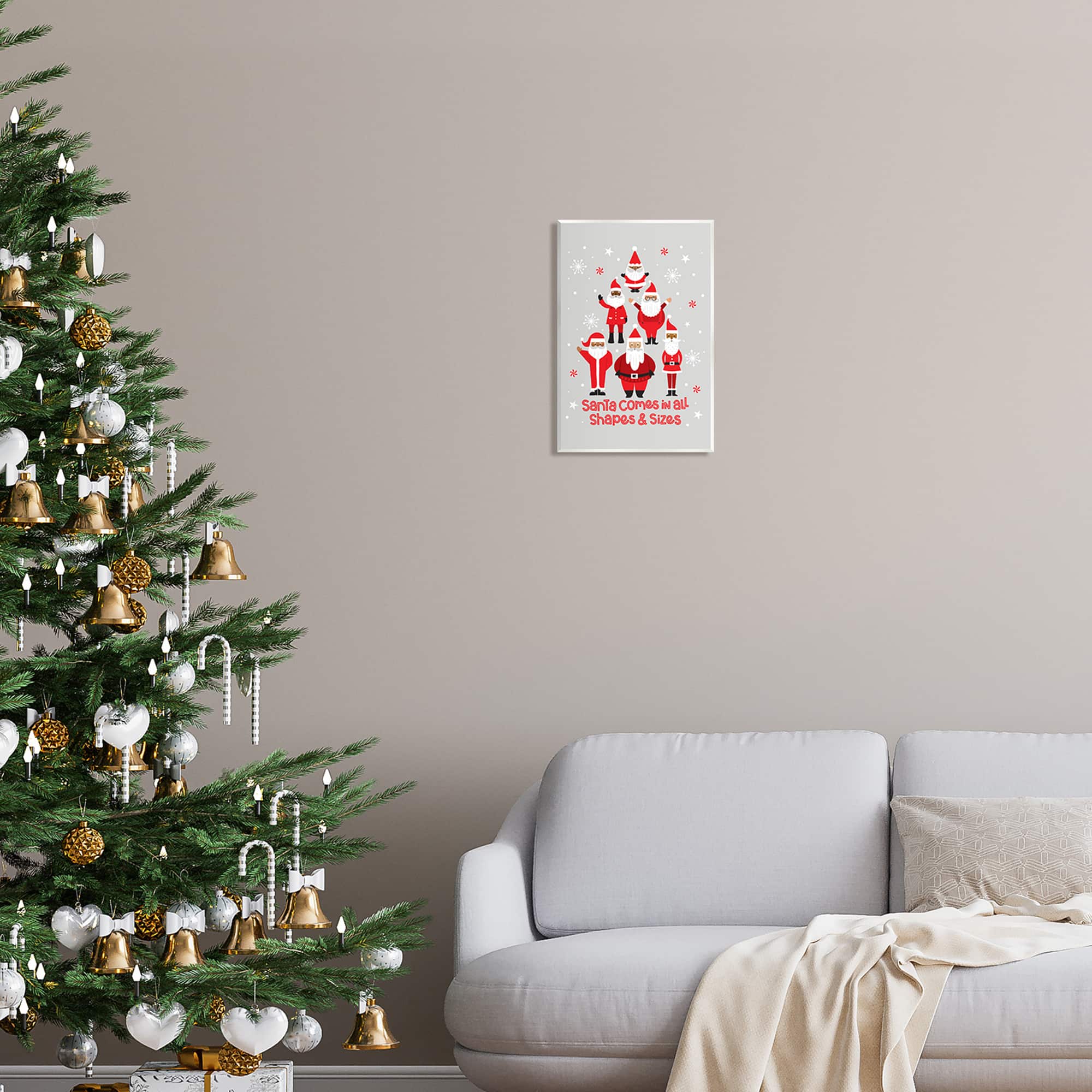 Stupell Industries Santa All Shapes & Sizes Christmas Phrase Wall Plaque Art