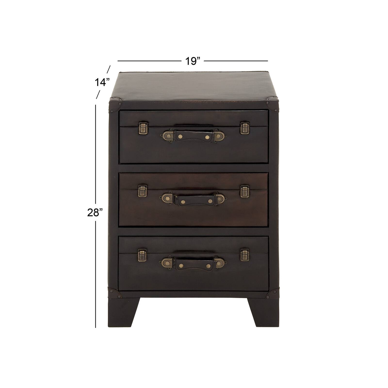 Dark Brown Wood 3-Drawer Traditional Cabinet