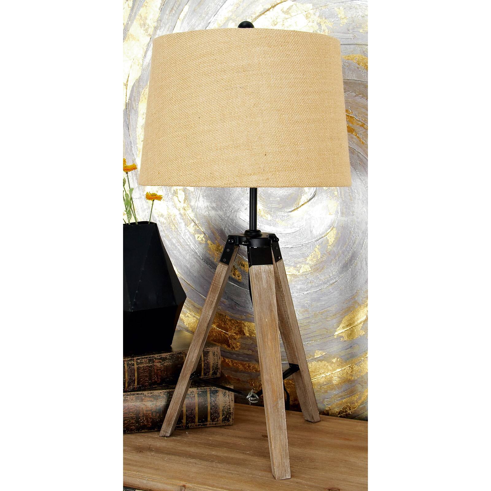 Set of 2 Brown Wood Rustic Table Lamp, 31"