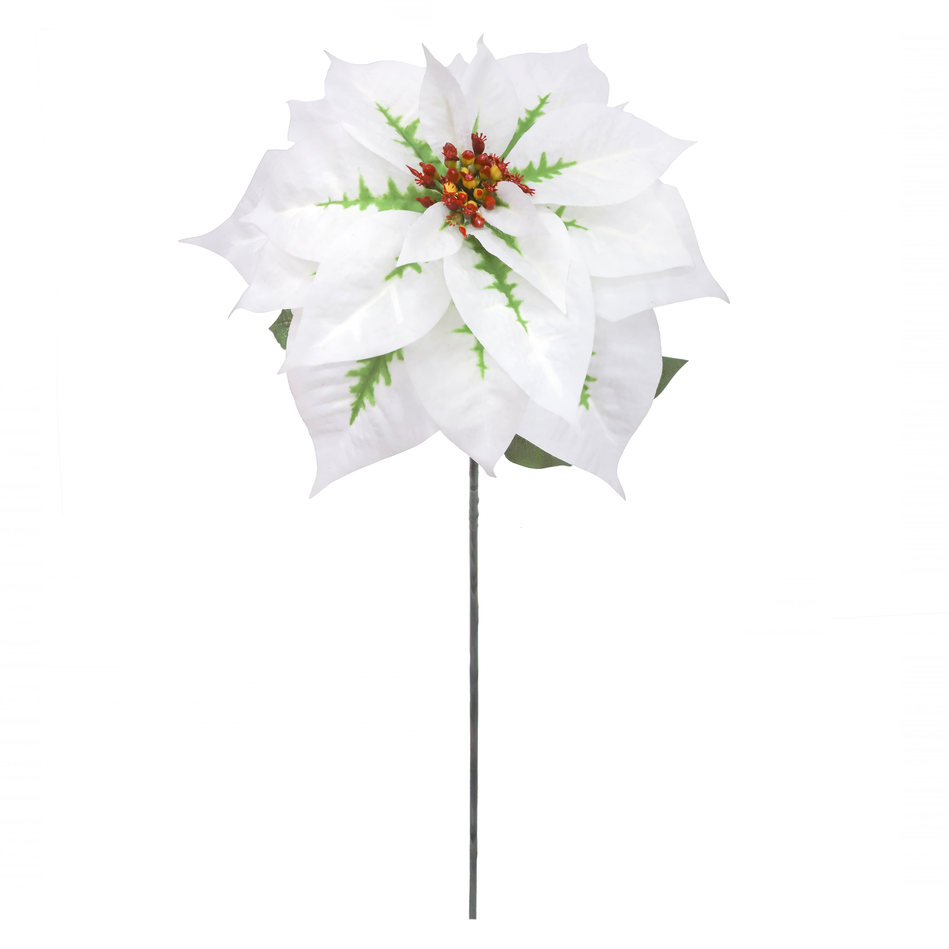 27" White & Green Poinsettia Real Touch Stem by Ashland®