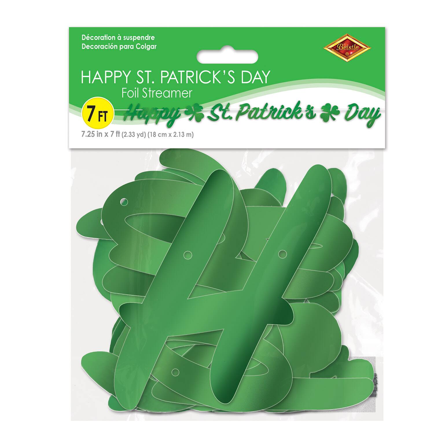 Beistle 7ft. Happy St. Patrick's Day Foil Streamer