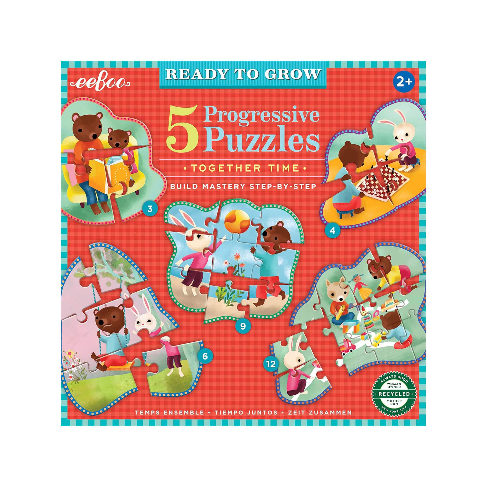 eeBoo Ready to Grow Together Time 5 Progressive Puzzles