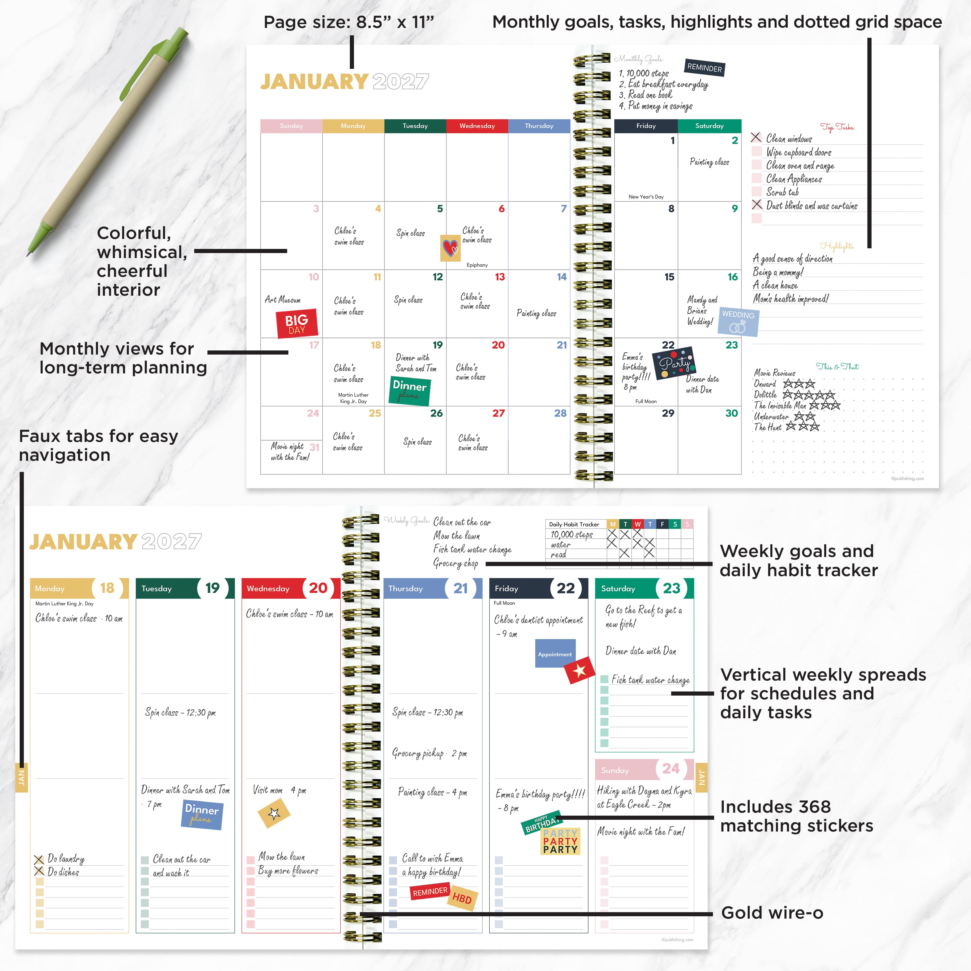 July 2026 - June 2027 Lovely Lemon Medium Weekly Monthly Planner