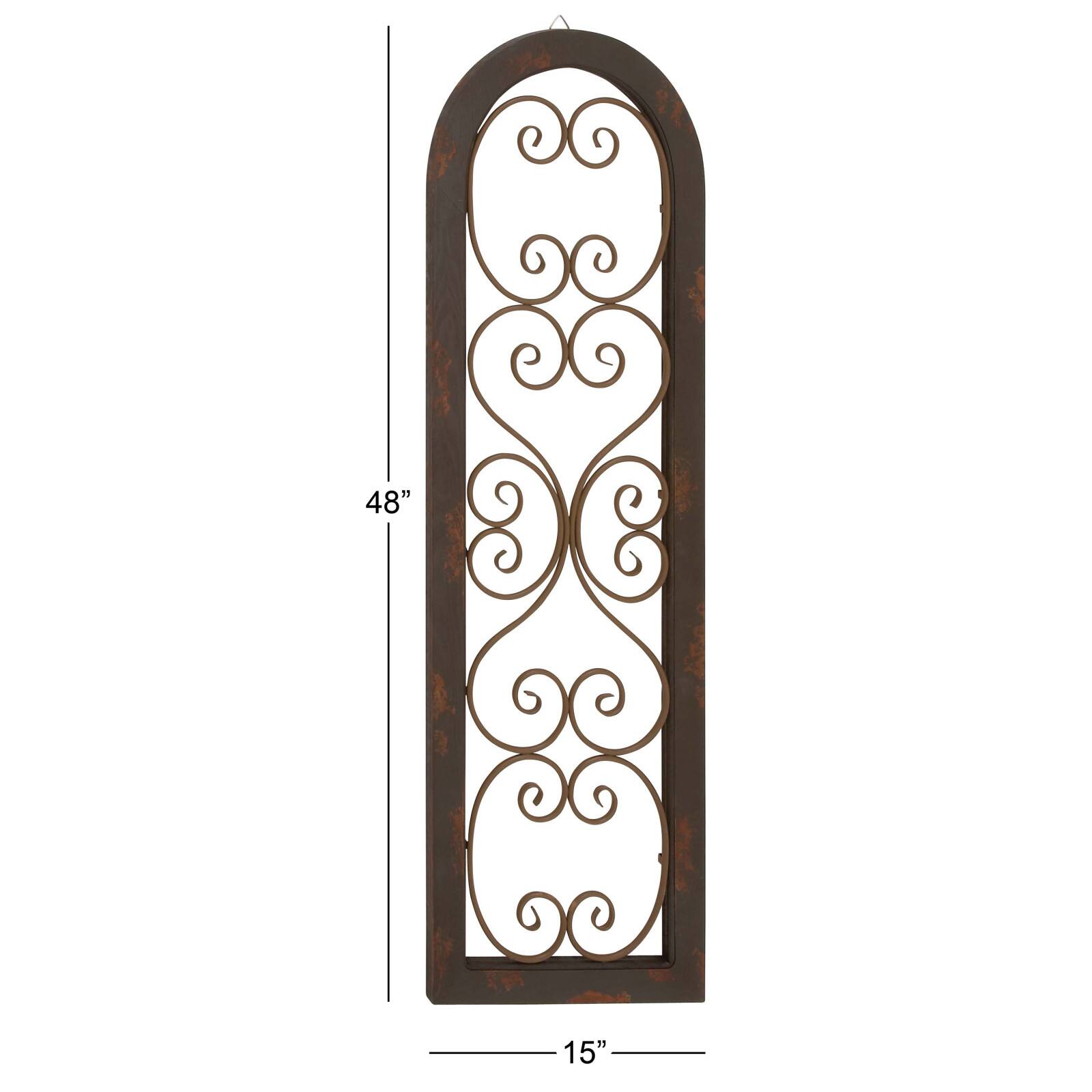 Brown Rustic Ornamental Metal Wall Decor, 48" x 15"