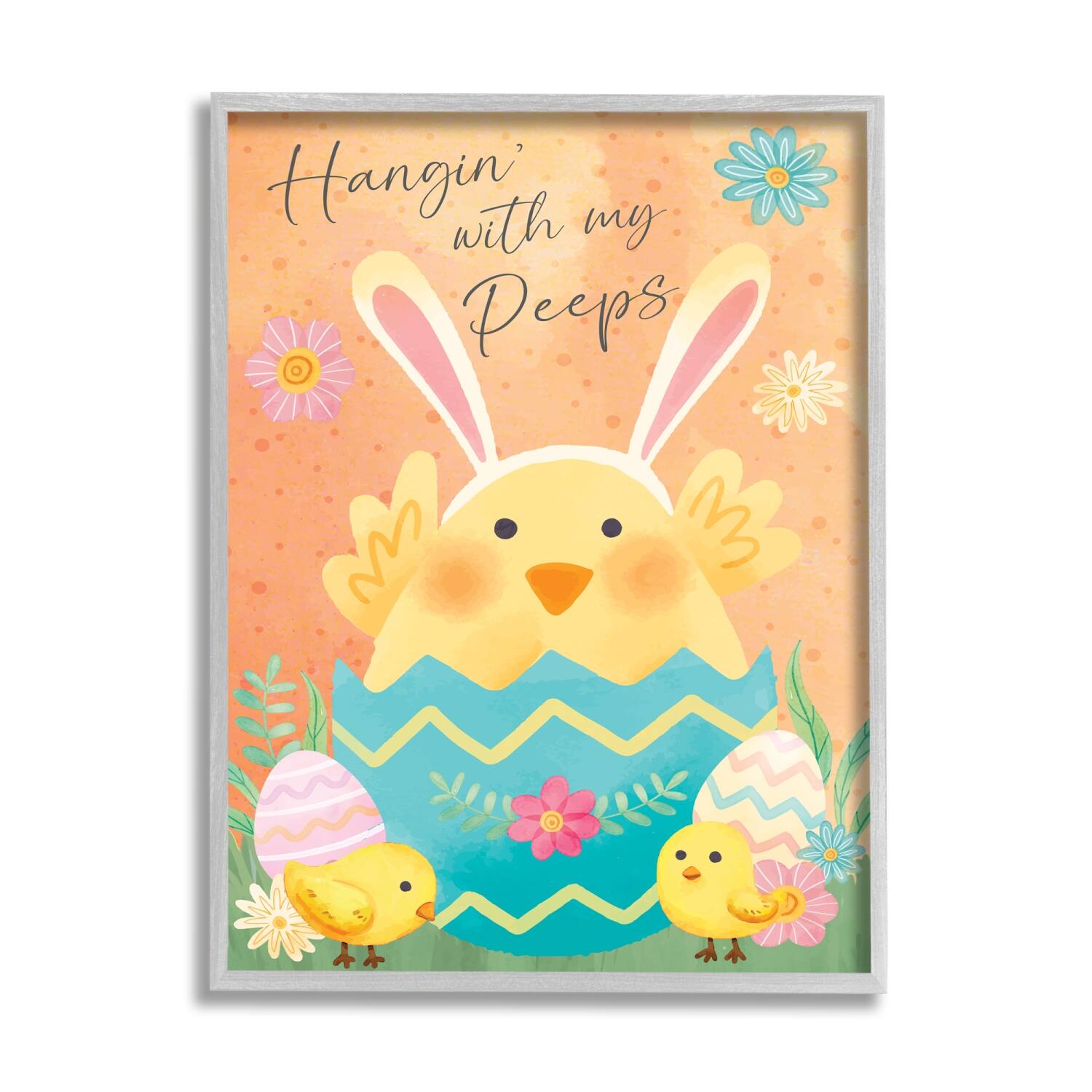 Stupell Industries Hangin' With My Peeps Easter Egg Chicks Framed Giclee Art