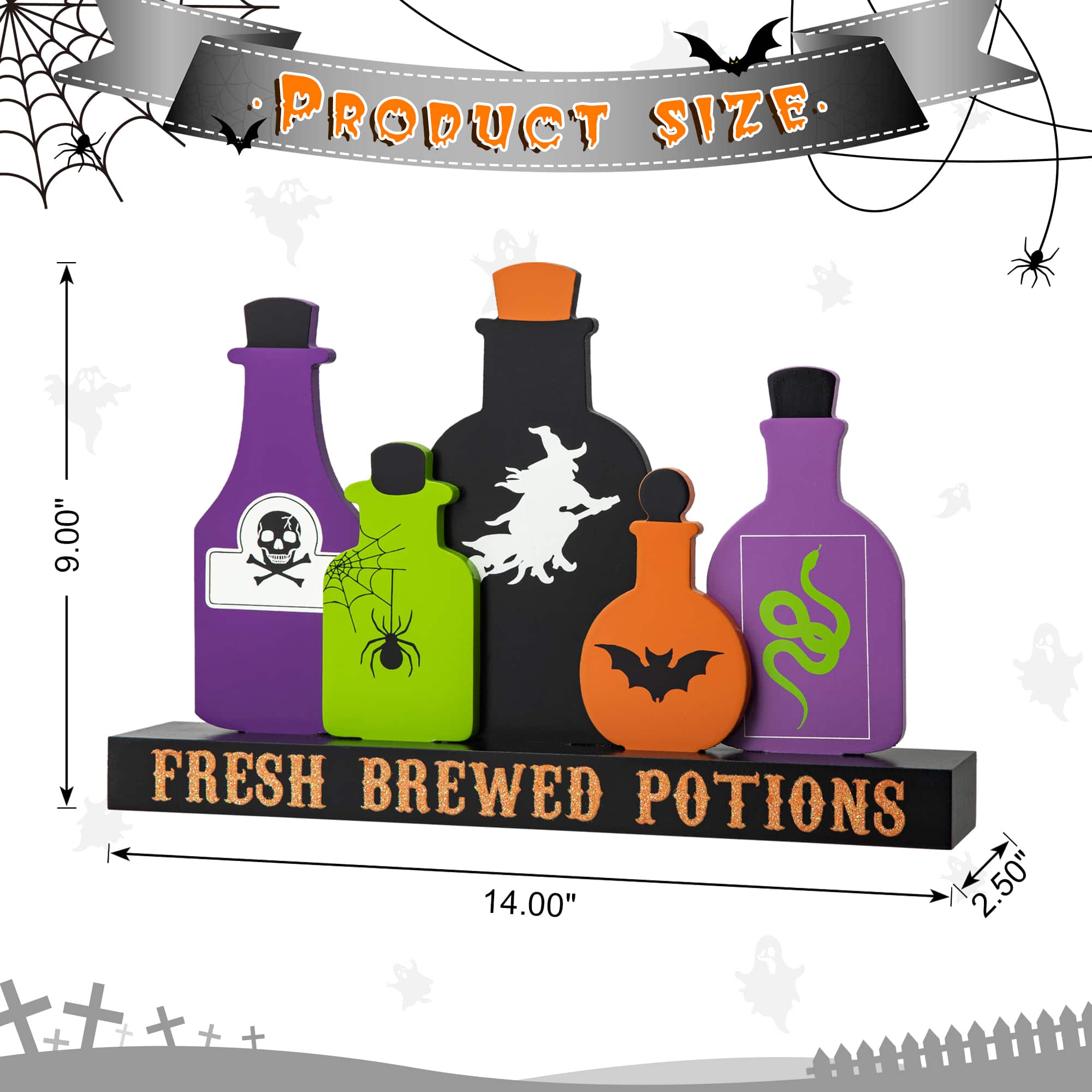 Glitzhome® 14" Halloween Poison Bottles Table Décor